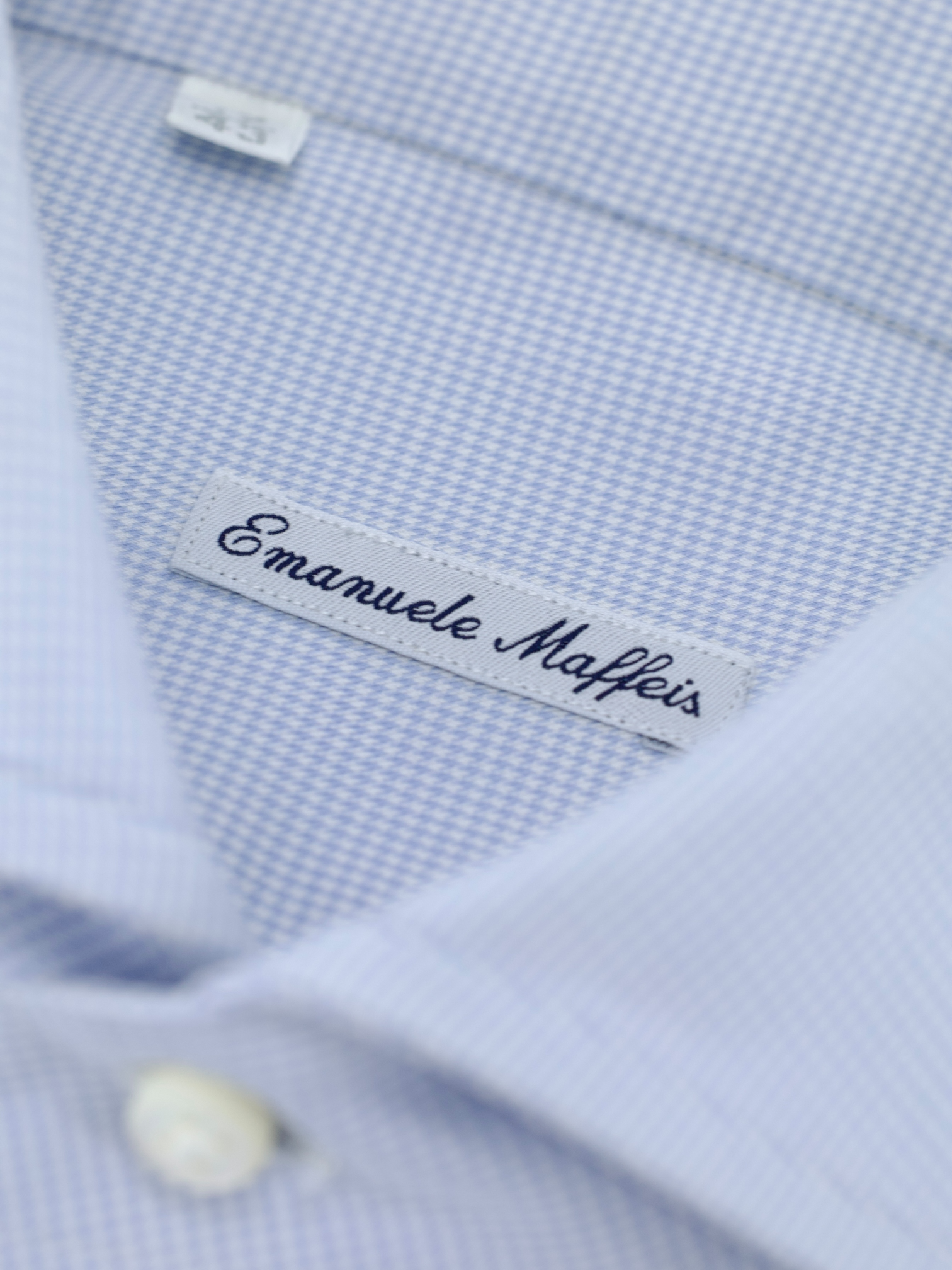 Emanuele Maffeis Light Blue Cotton Puppytooth Shirt