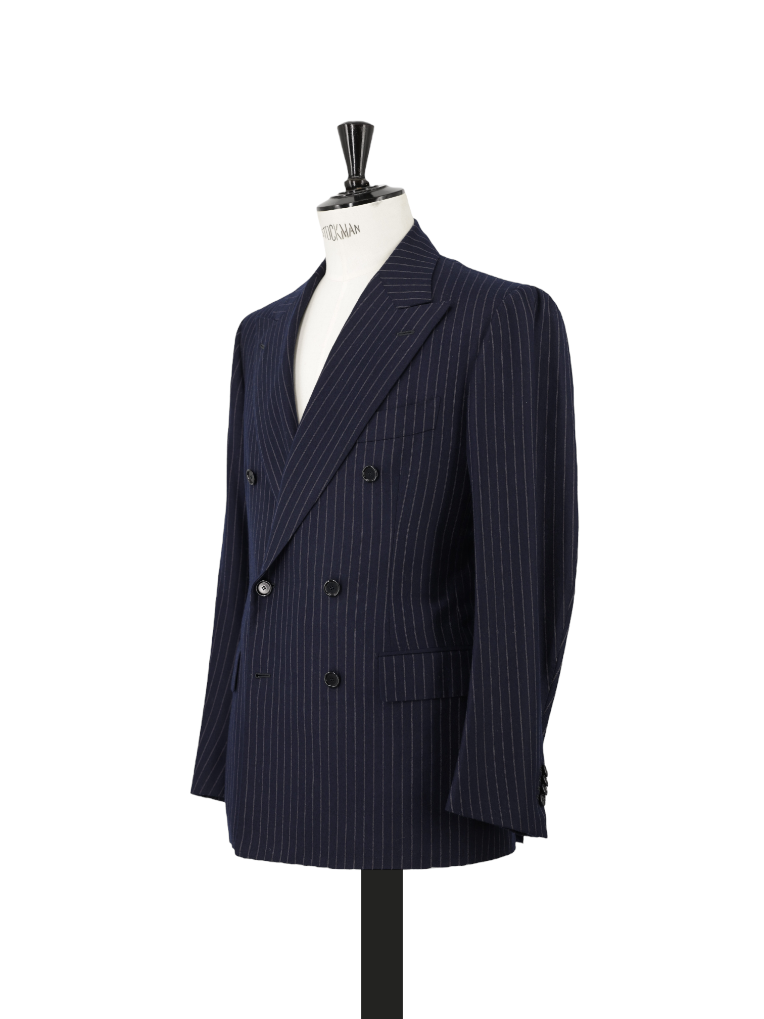 Cesare Attolini Dark Blue Super 120's & Cashmere Double-Breasted Pinstripe Suit