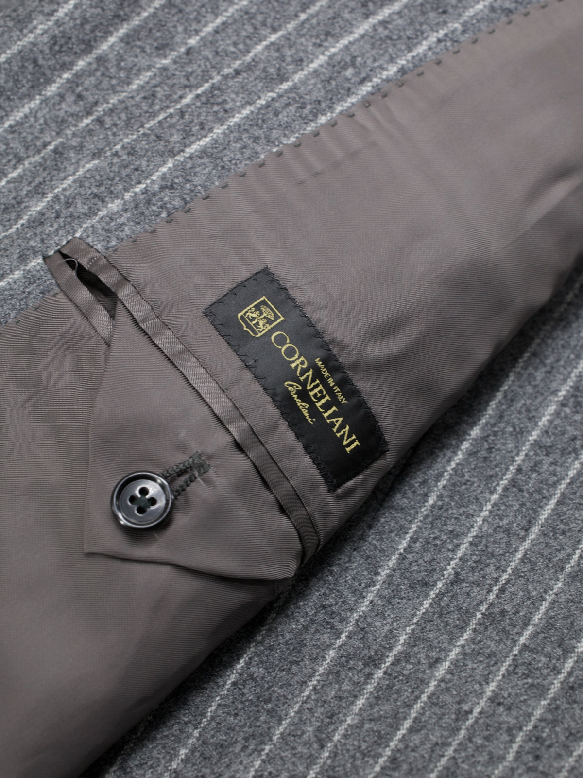 Corneliani Grey Wool-Flannel Classic Pinstripe Winter Suit
