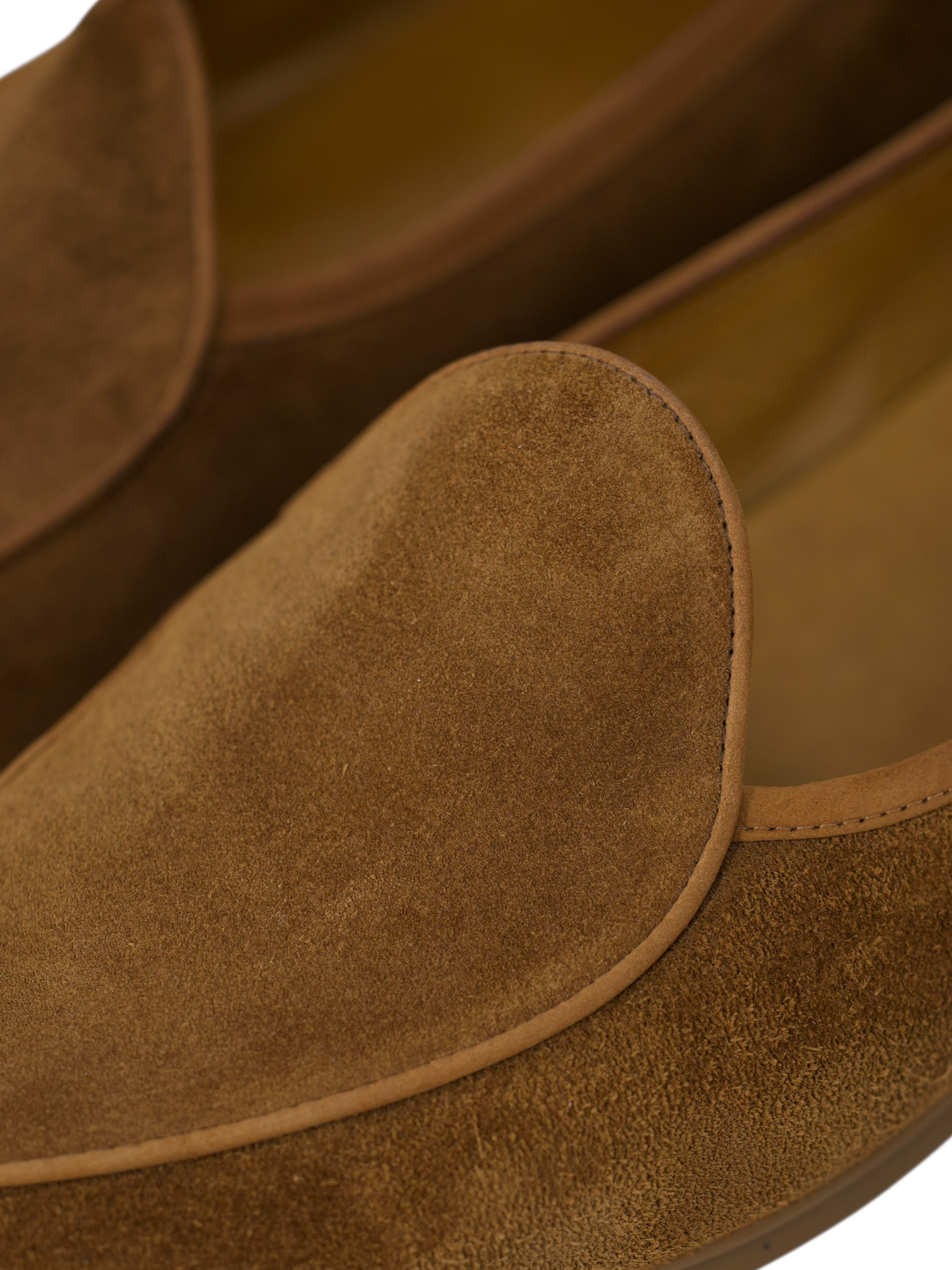 Baudoin & Lange Caramel Brown Suede Stride Belgian Loafer