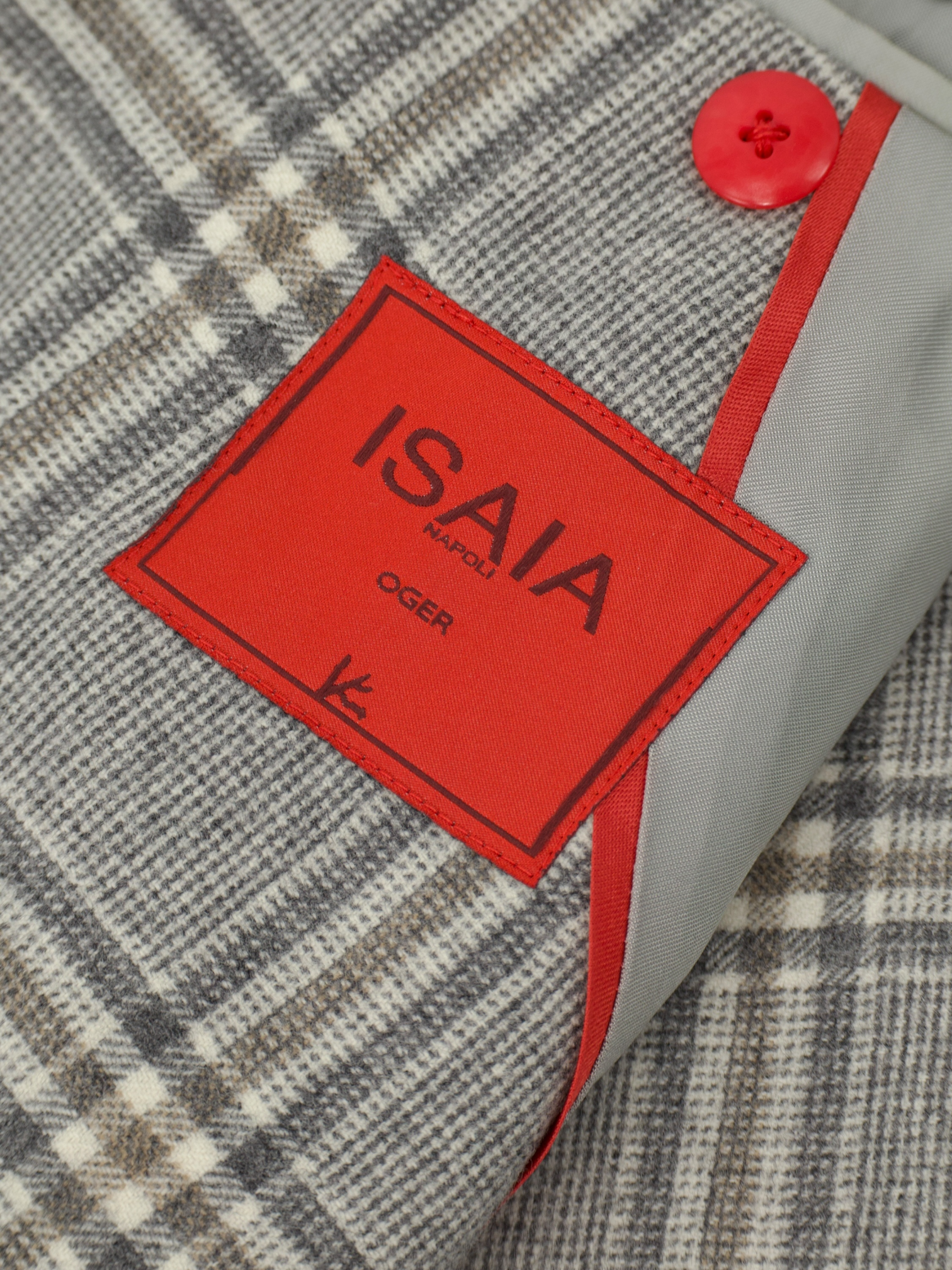 Isaia Taupe Super 130's Saxony Wool Glenplaid Winter Jacket