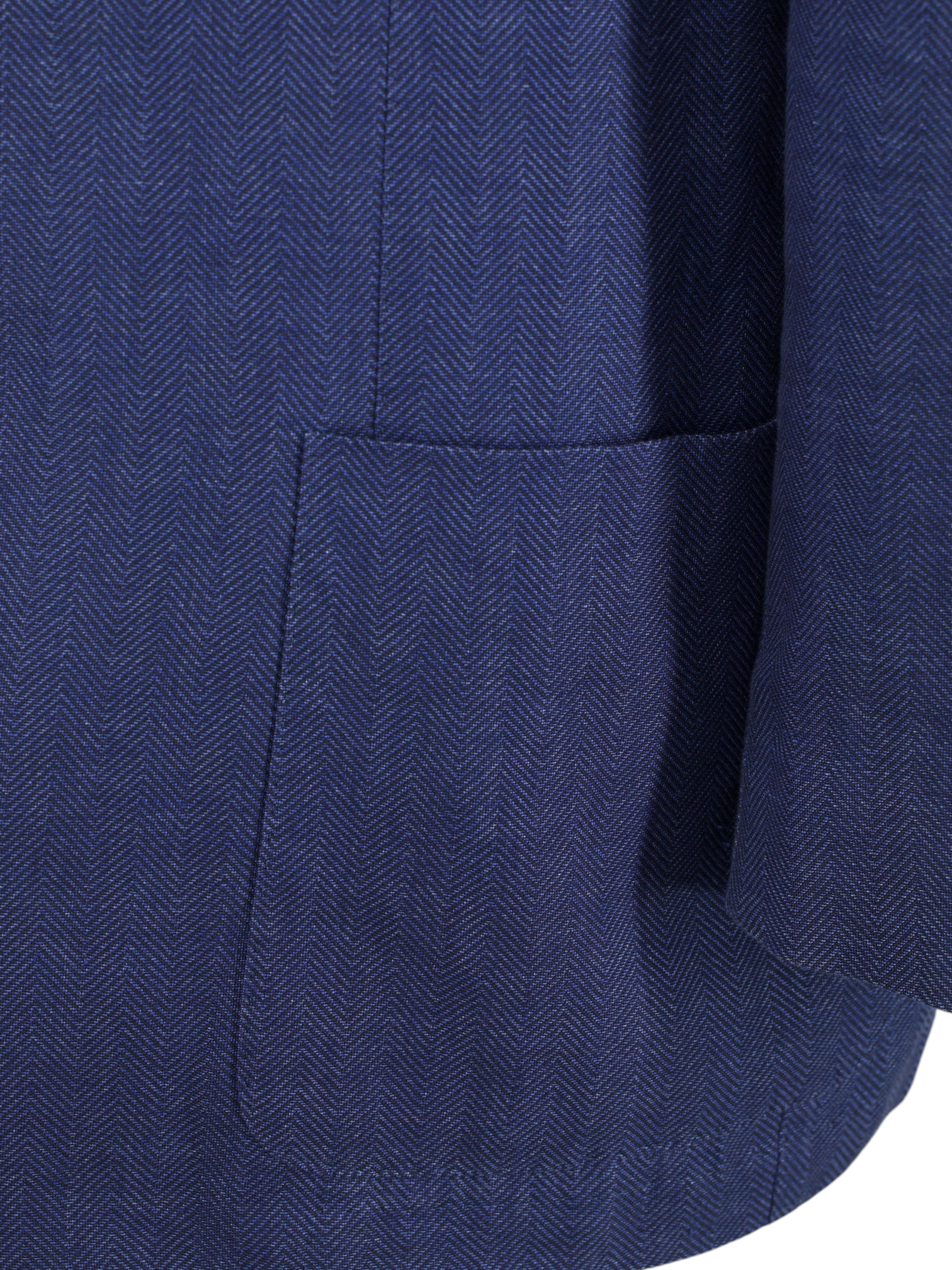 Corneliani Blue Linen & Wool Herringbone Summer Jacket