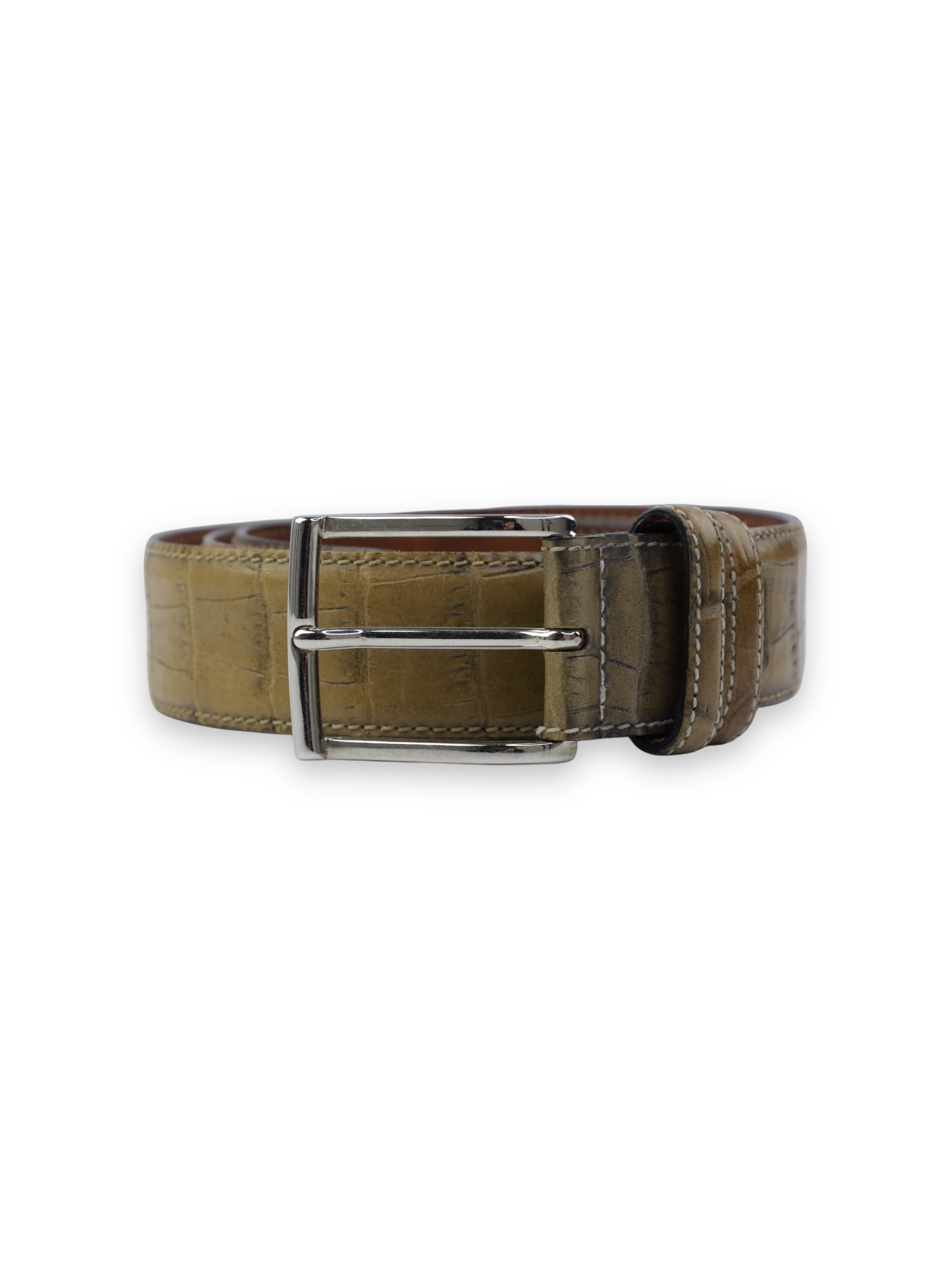 Santoni Light Brown Crocodile Leather Belt