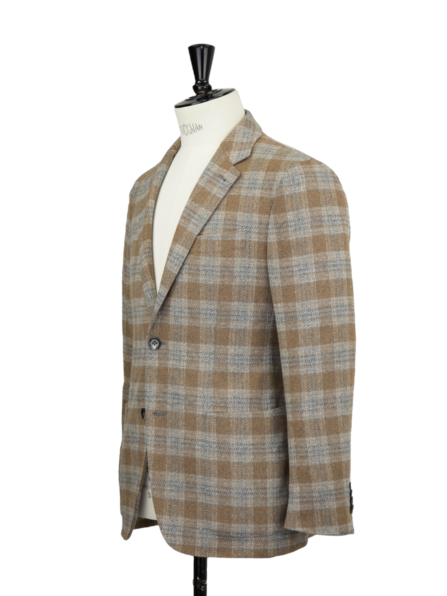 Ermenegildo Zegna Caramel & Taupe Wool-Stretch Windowpane Jacket