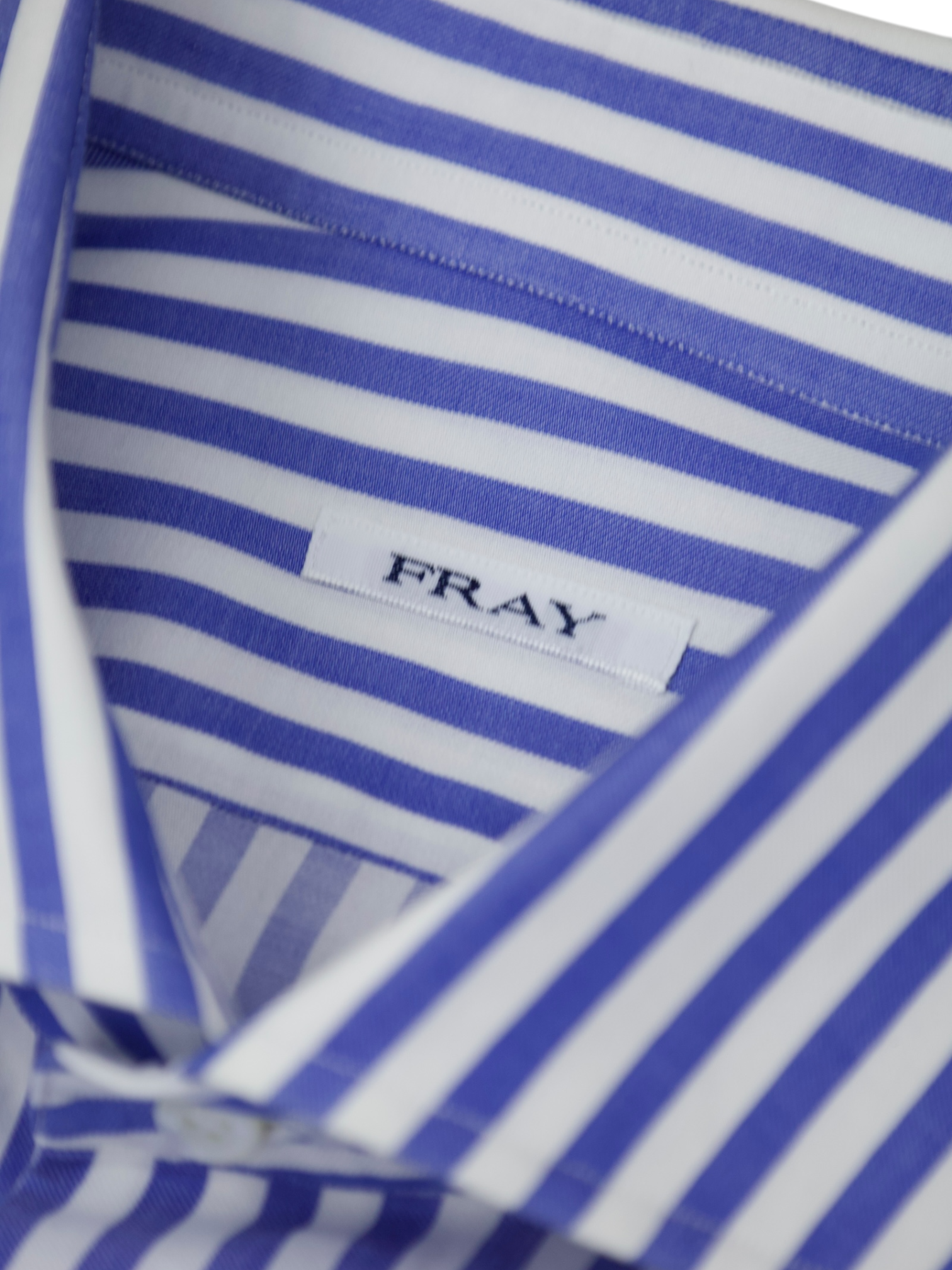 Fray White & Azure Blue Bengal Stripe Cotton Shirt