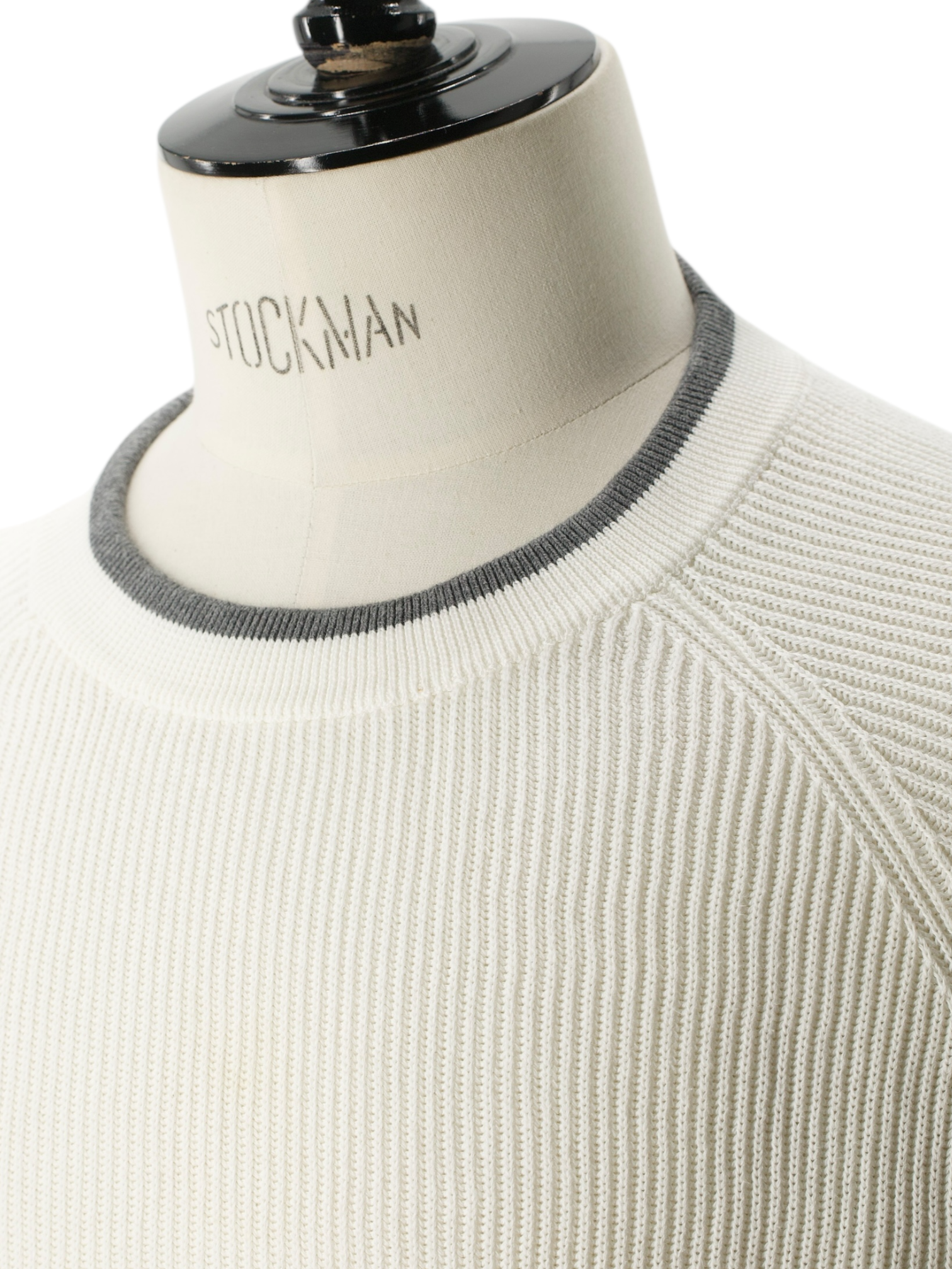 Brunello Cucinelli White & Brown Cotton Round-Neck Oversized Sweater