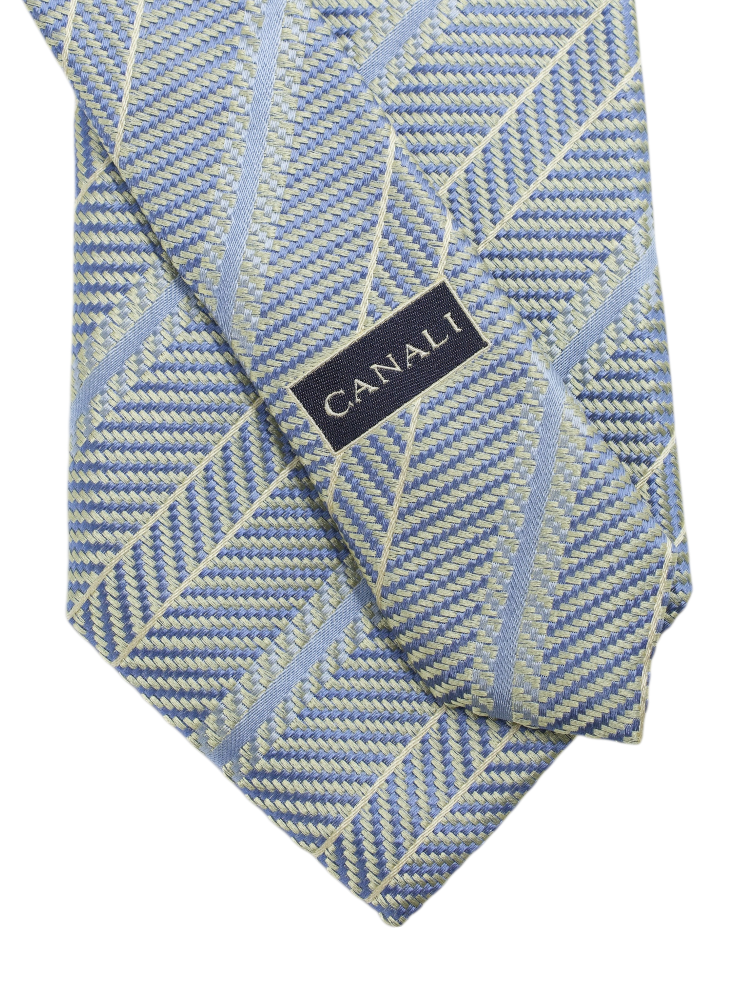 Canali Grey & Light Blue Silk Multi-Striped Business Tie