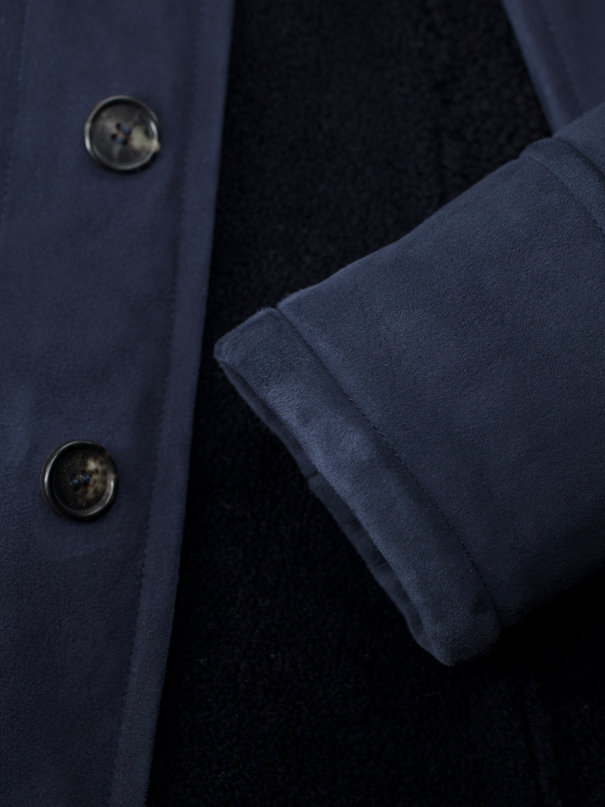 Valstar Navy Lambskin-Suede Shearling Deck Jacket
