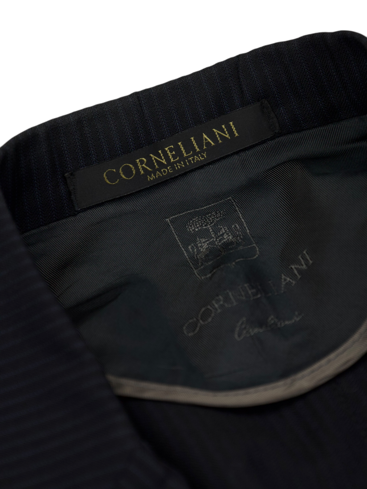 Corneliani Black & Light Blue Super 110's Pinstripe Suit