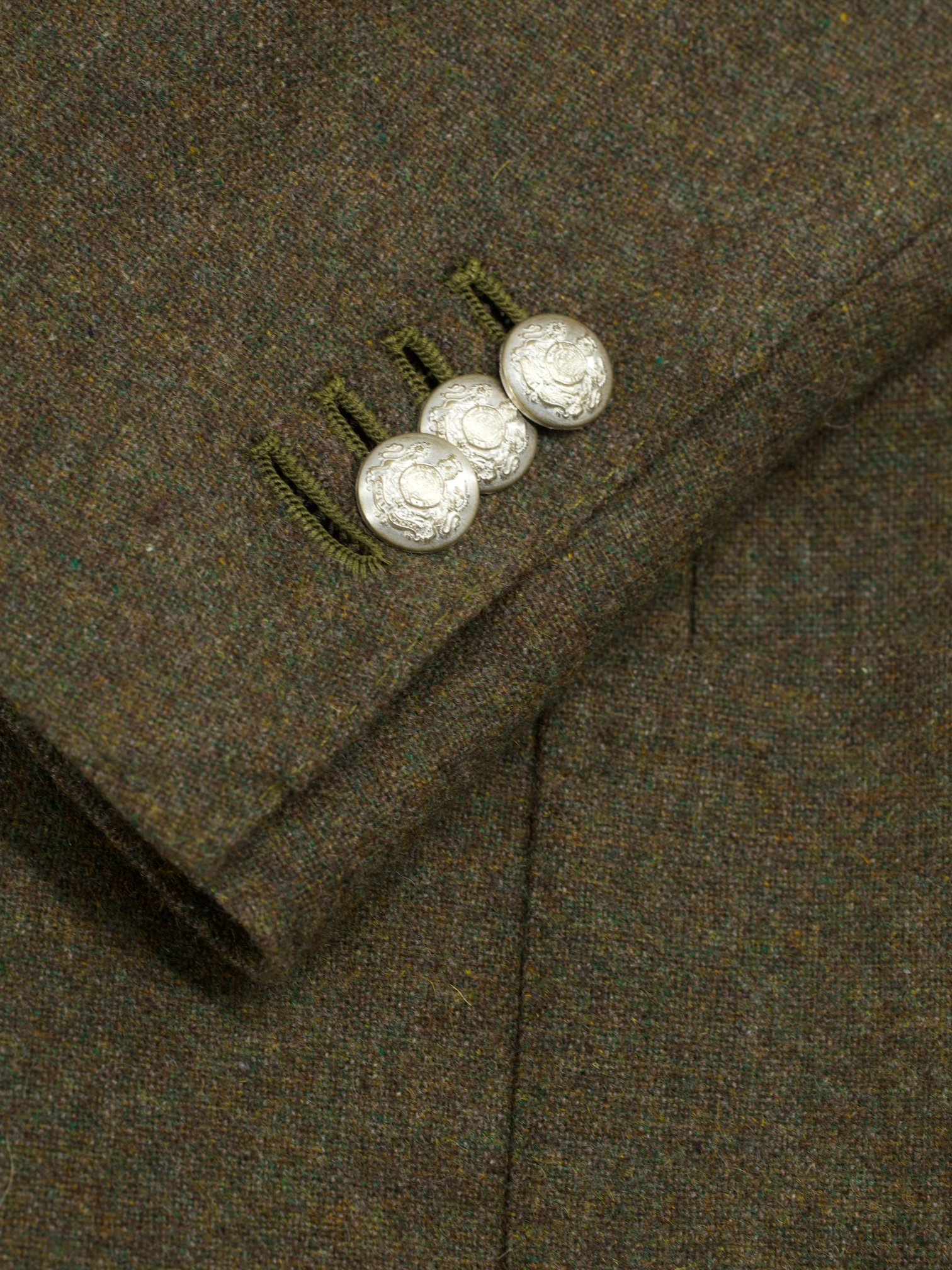 De Petrillo Moss Green Wool & Cashmere Tweed-Look Jacket