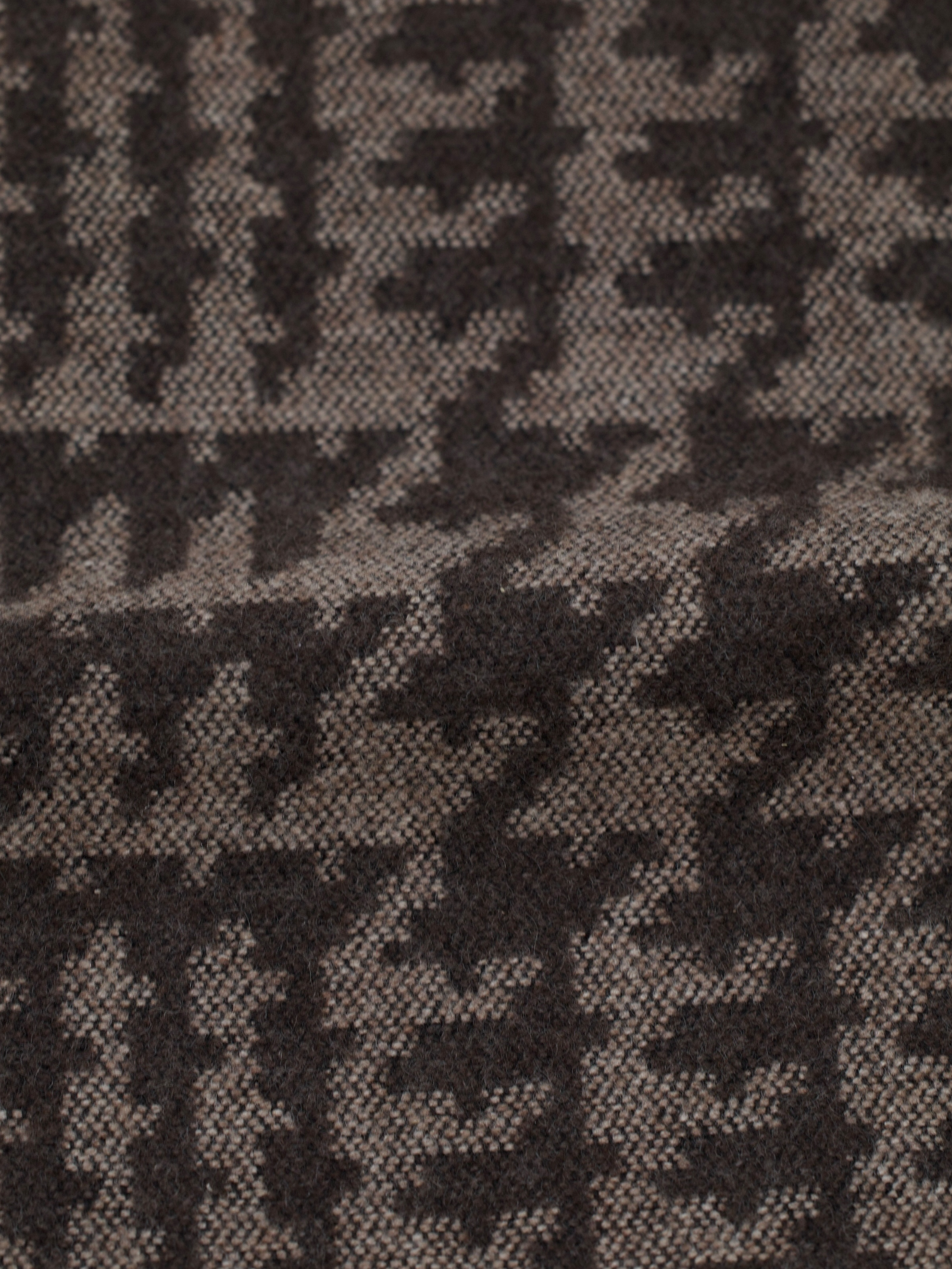 Canali Brown Cashmere & Silk Prince of Wales Scarf