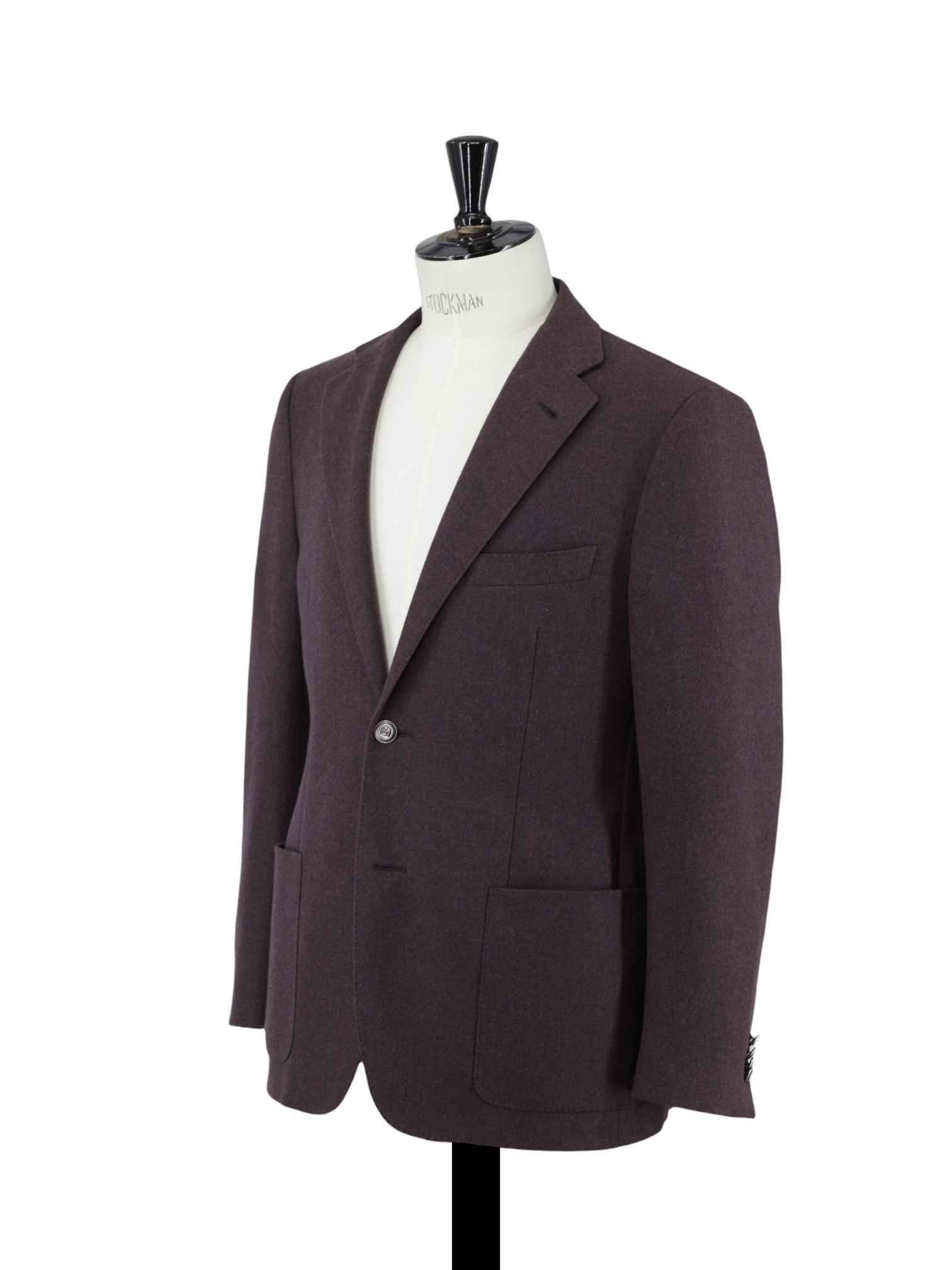 Corneliani Aubergine Brushed Wool & Cashmere Herringbone Jacket