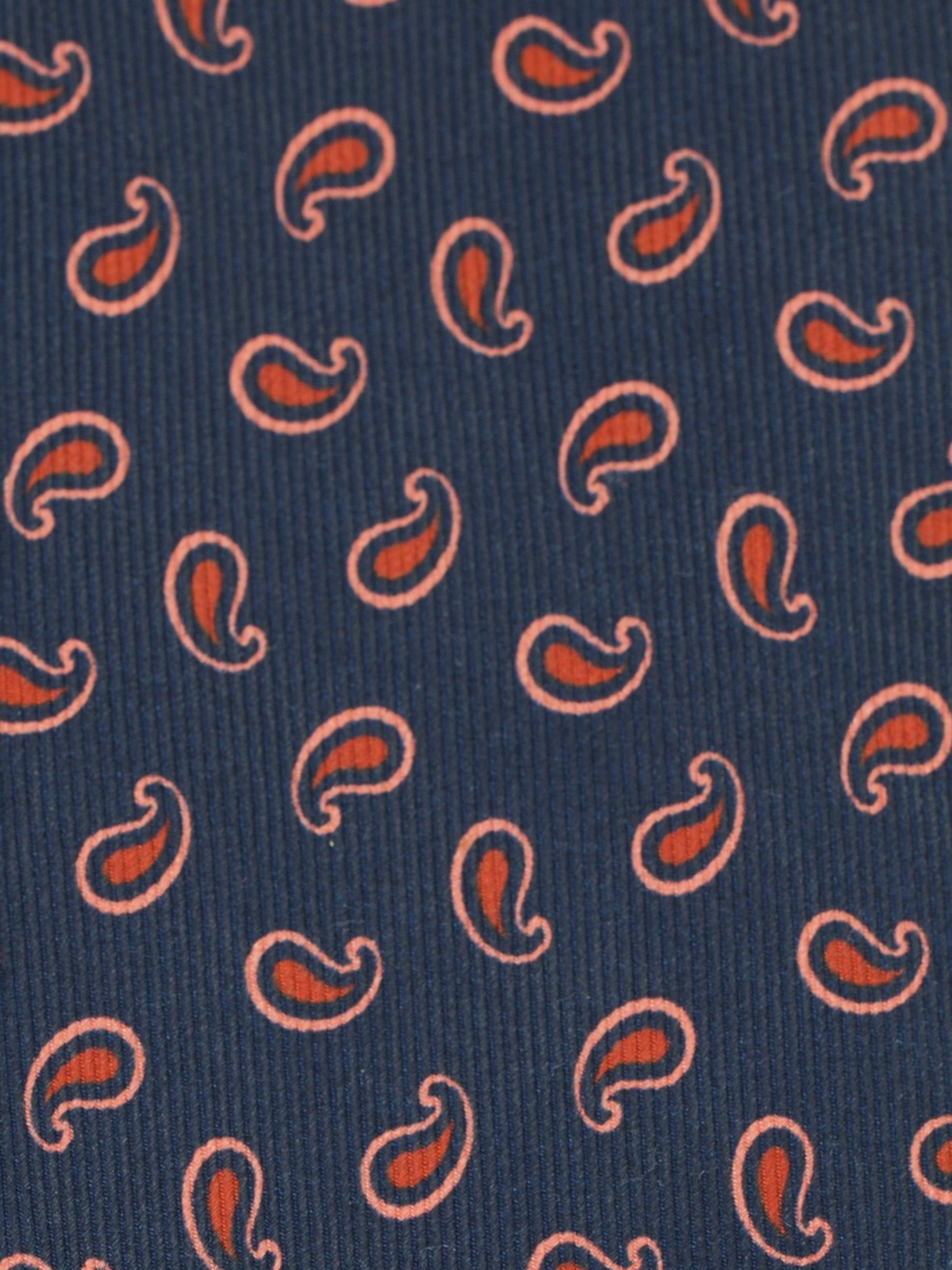Cesare Attolini Navy & Red Silk Pailsey Tie