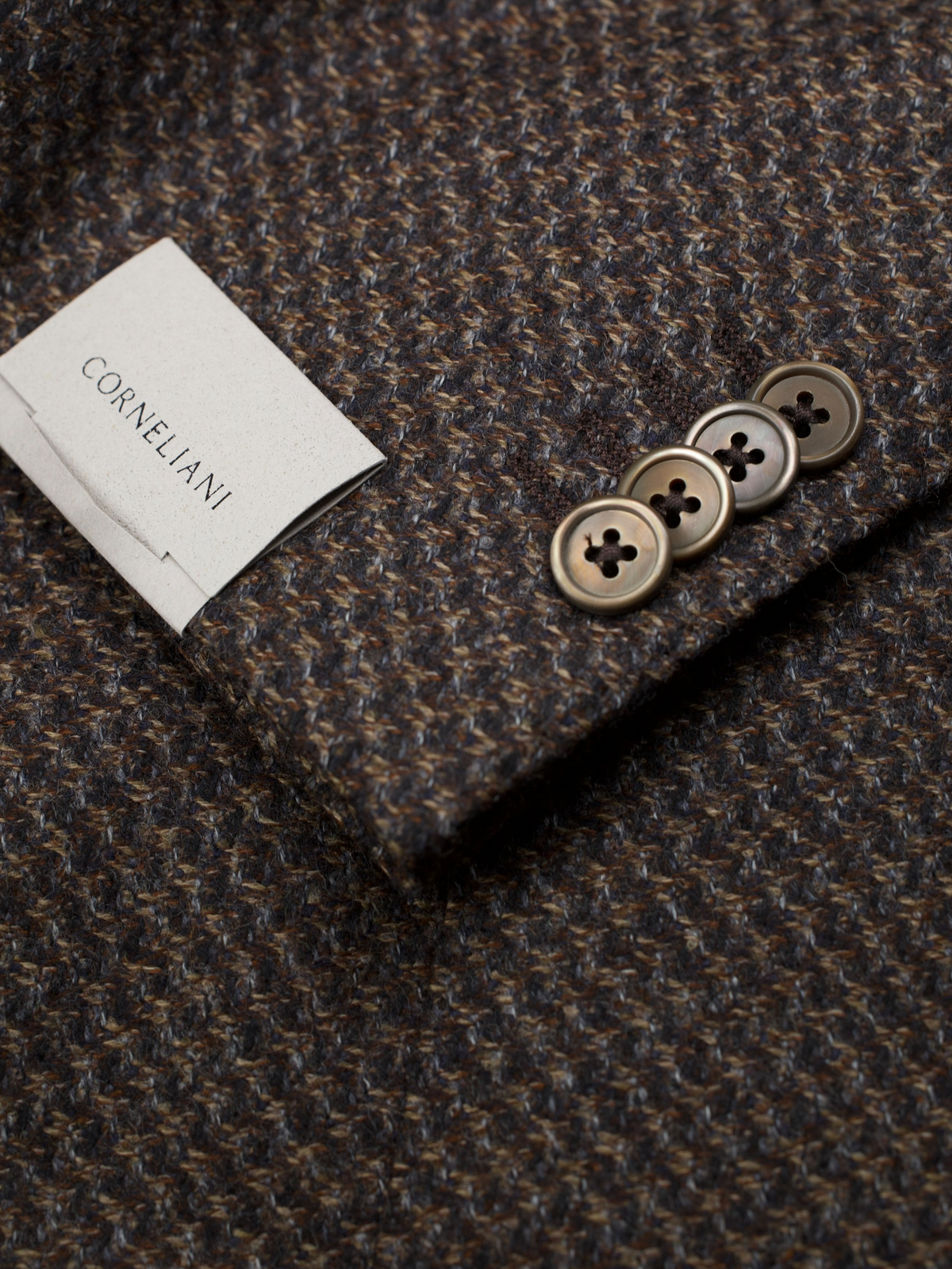 Corneliani Brown Wool & Silk Micro-Pattern Leader-Soft Jacket
