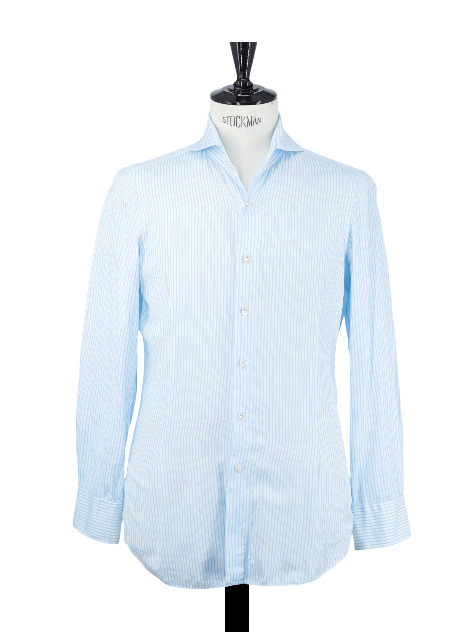 Finamore Turquoise & White Cotton Multi-Stripe Shirt