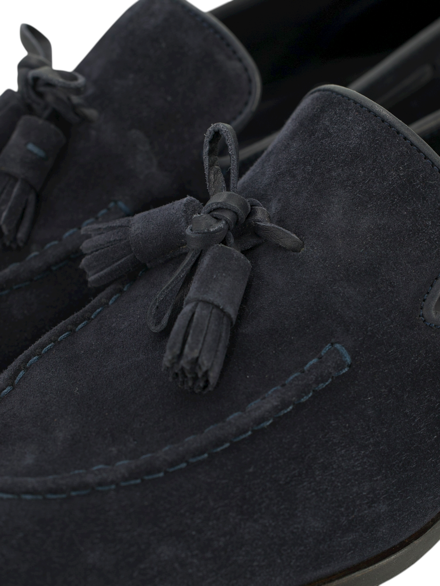 Santoni Navy Suede Handgrade Tassel Loafer