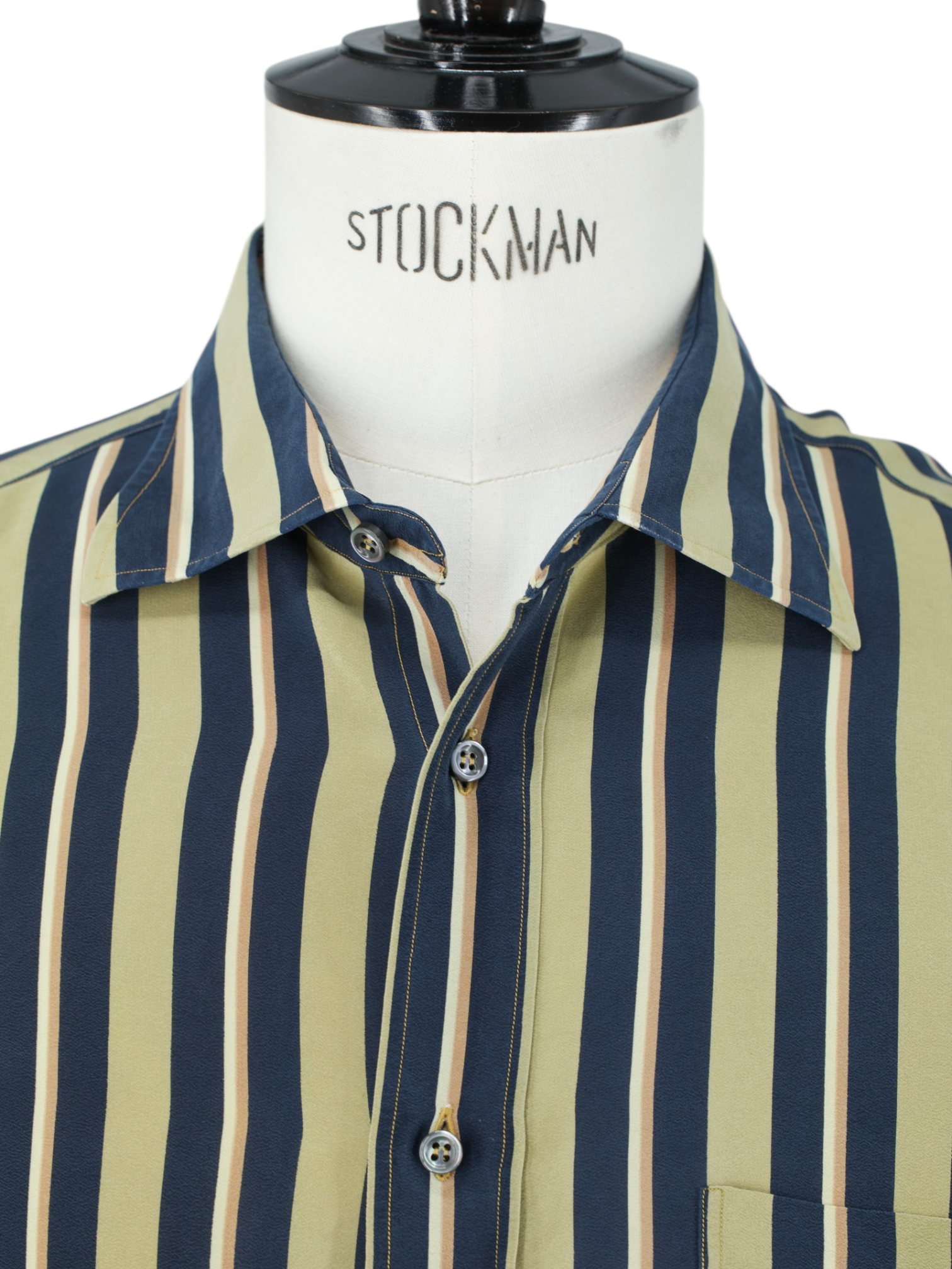 Fray Gold & Navy Raw-Silk Multi-Stripes "Sopranos" Shirt