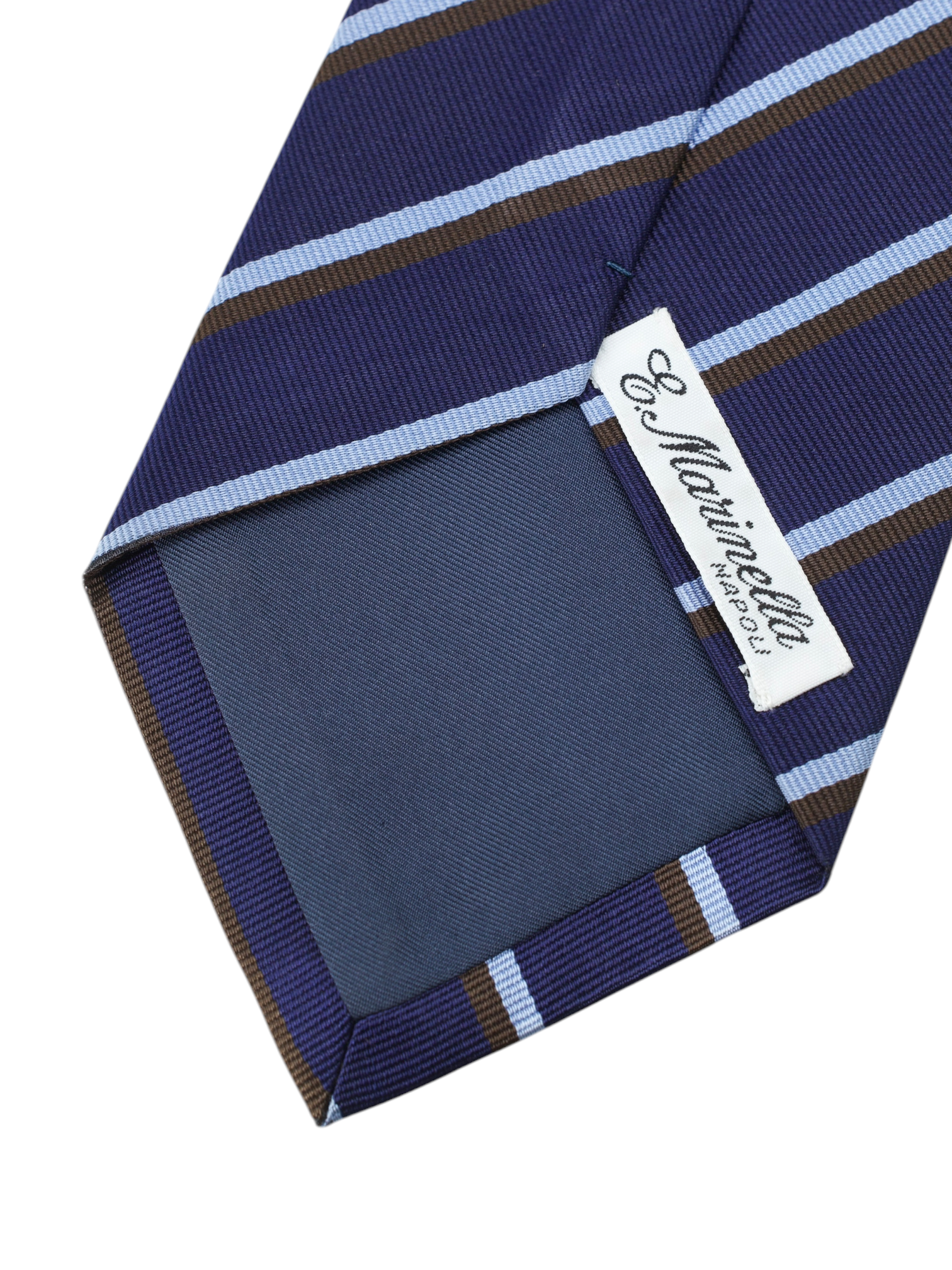 E.Marinella Dark Blue & Brown Silk Multi-Stripe Tie
