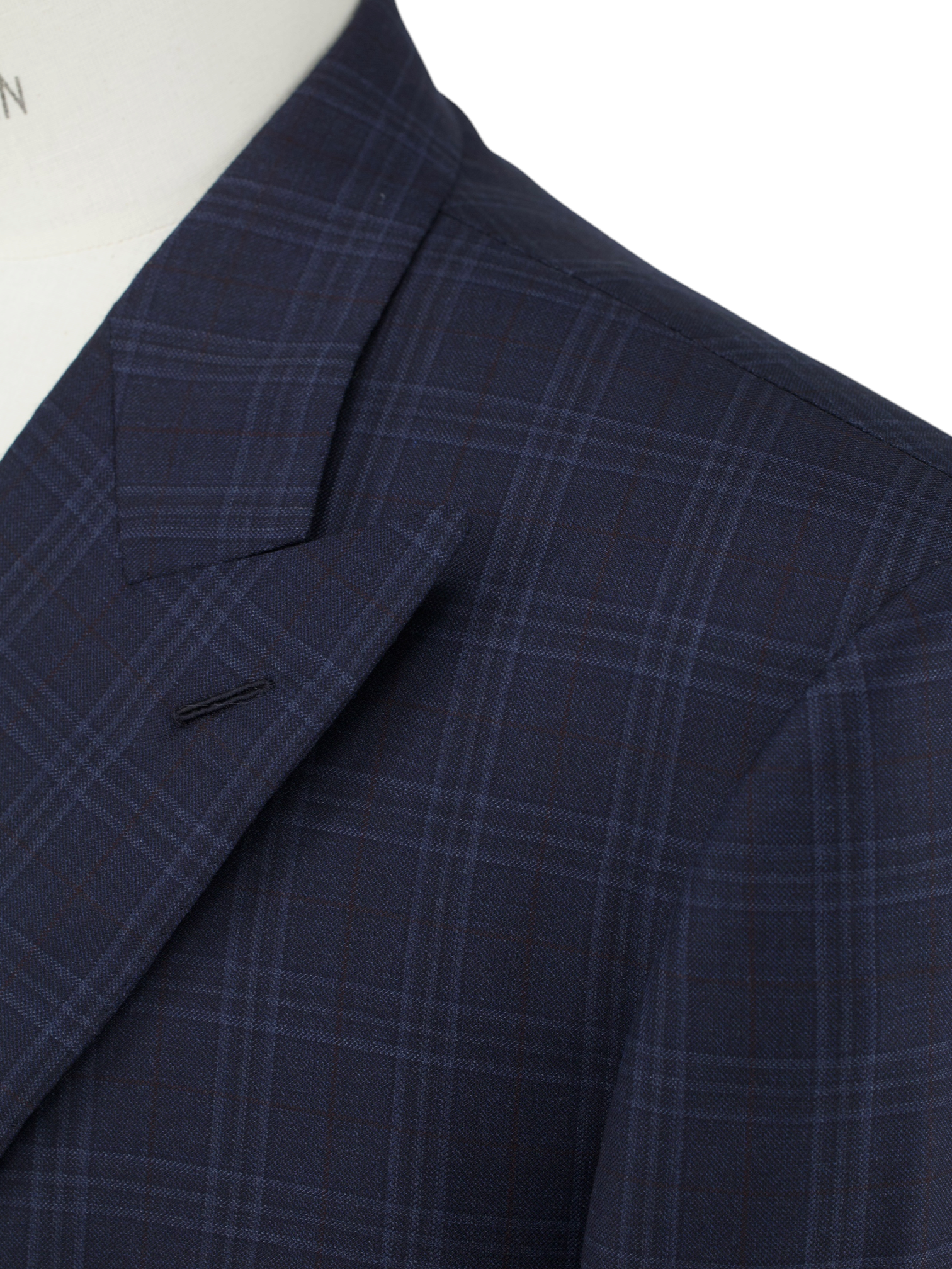 Cifonelli Dark Blue Fine-Wool Double Breasted Checkered Jacket