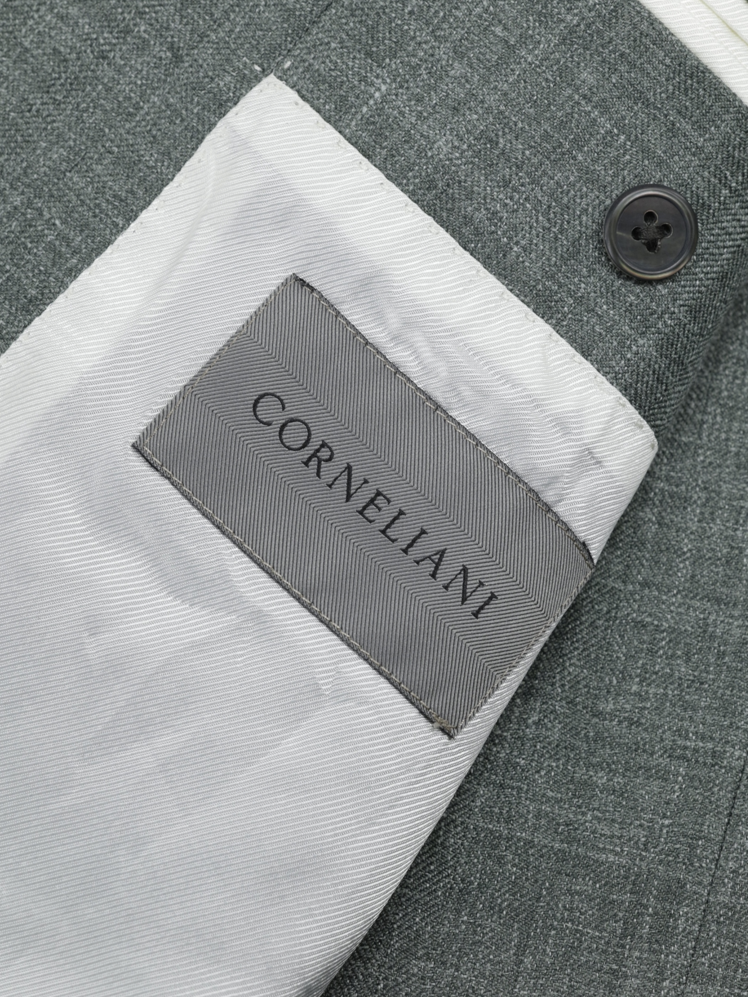 Corneliani Sage Green Wool, Silk & Linen Melange Jacket