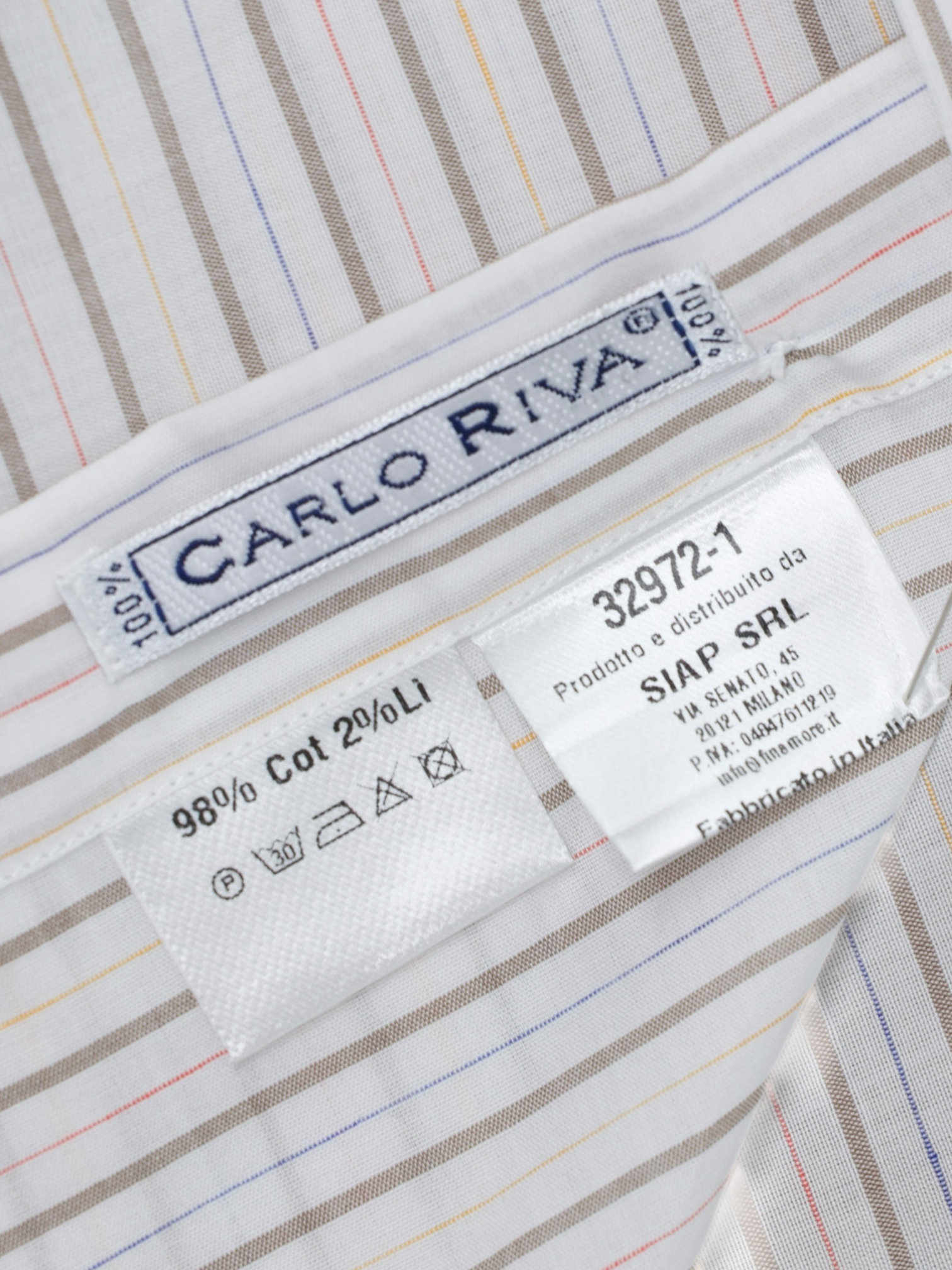 Finamore White & Multicolor Cotton & Linen "Carlo Riva" Summer Shirt