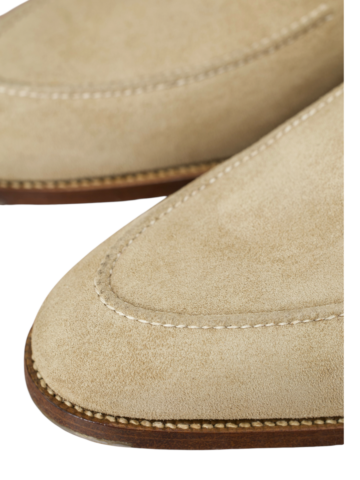 Saint Crispin's Beige Suede Norwegian X-Stitch Loafer