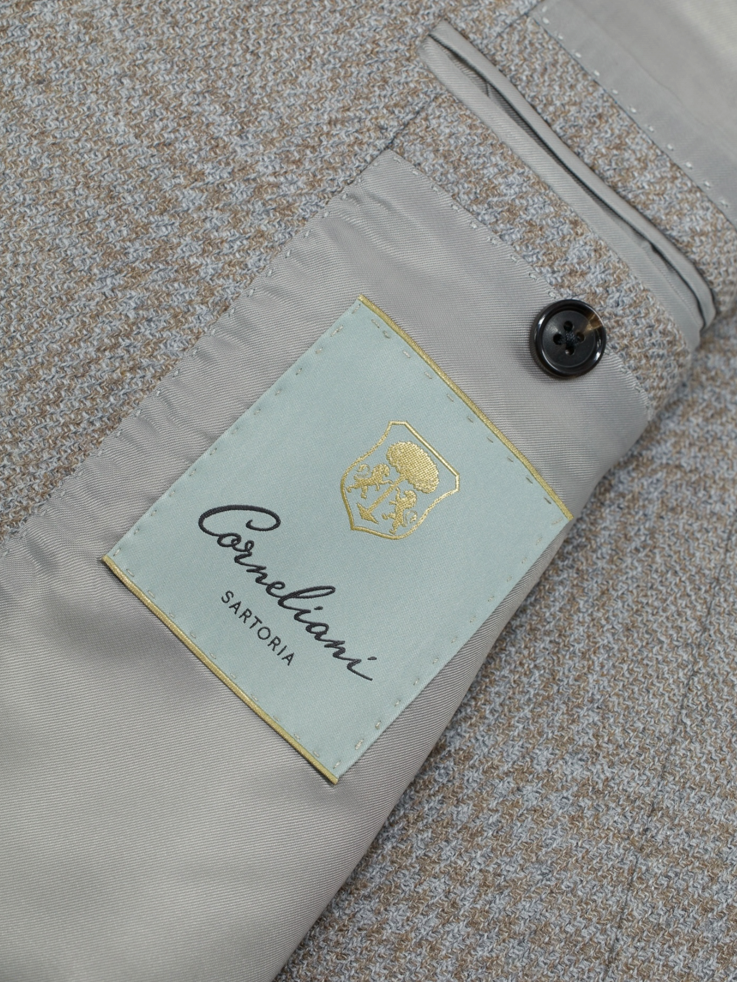 Corneliani Brown & Ice-Blue Wool & Silk "Sartoria Light" Glencheck Jacket