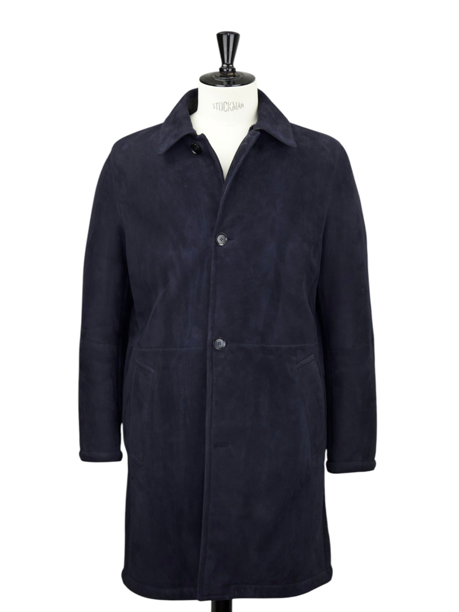 Brioni Dark Blue Lambskin Shearling Carcoat