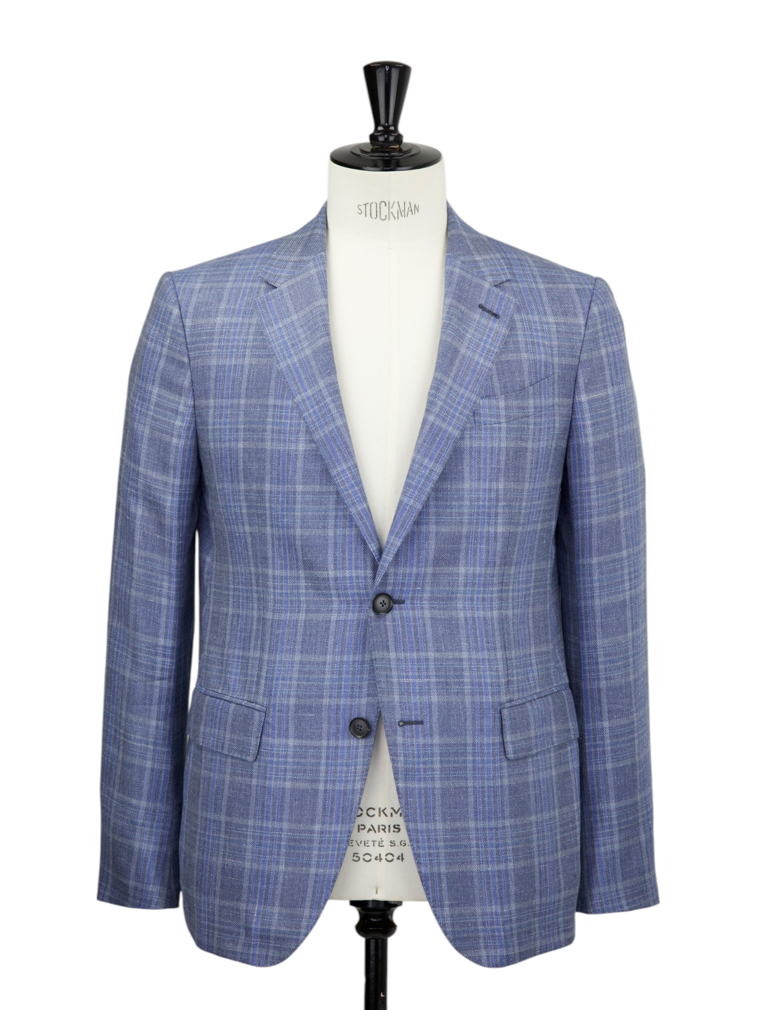 Ermenegildo Zegna Steel Grey & Blue Cashmere, Silk & Hemp Glenplaid Jacket