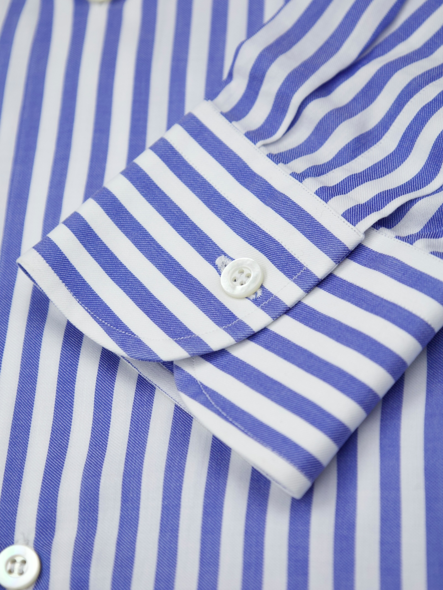 Fray White & Azure Blue Bengal Stripe Cotton Shirt