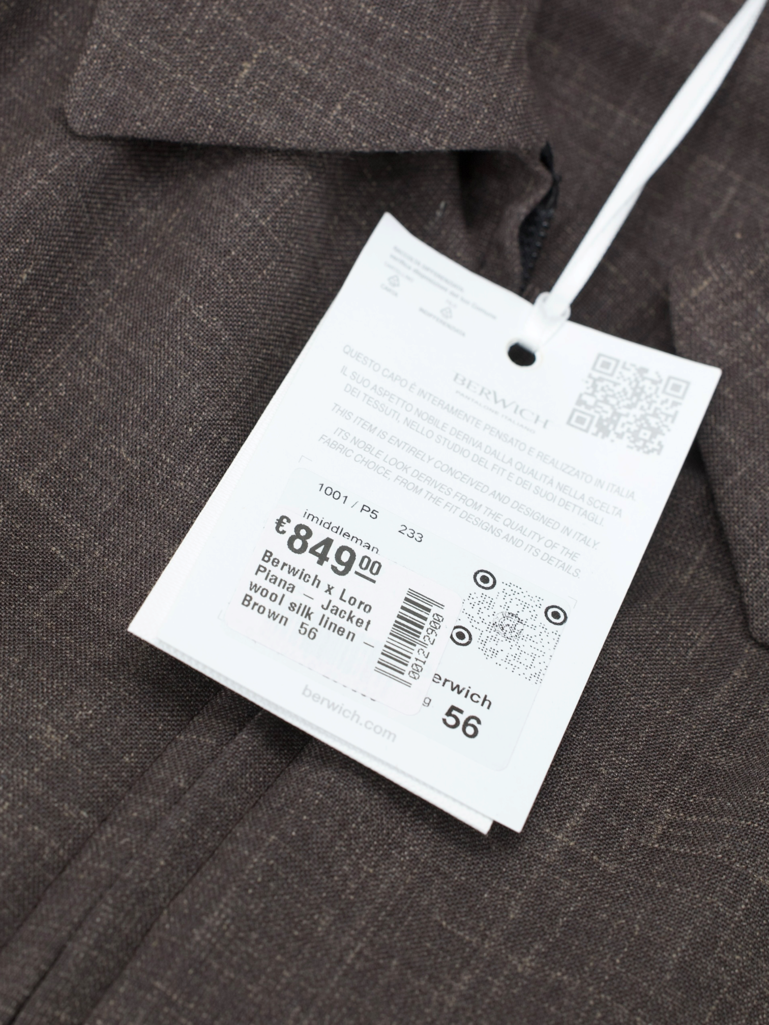 Berwich x Loro Piana Brown Wool, Silk & Linen Blouson Jacket