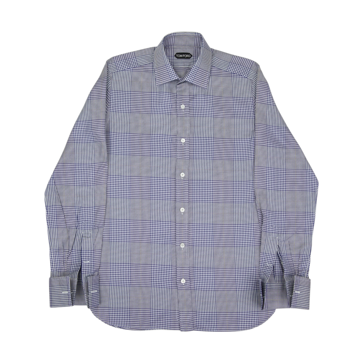 Tom Ford Blue Cotton Glencheck Shirt