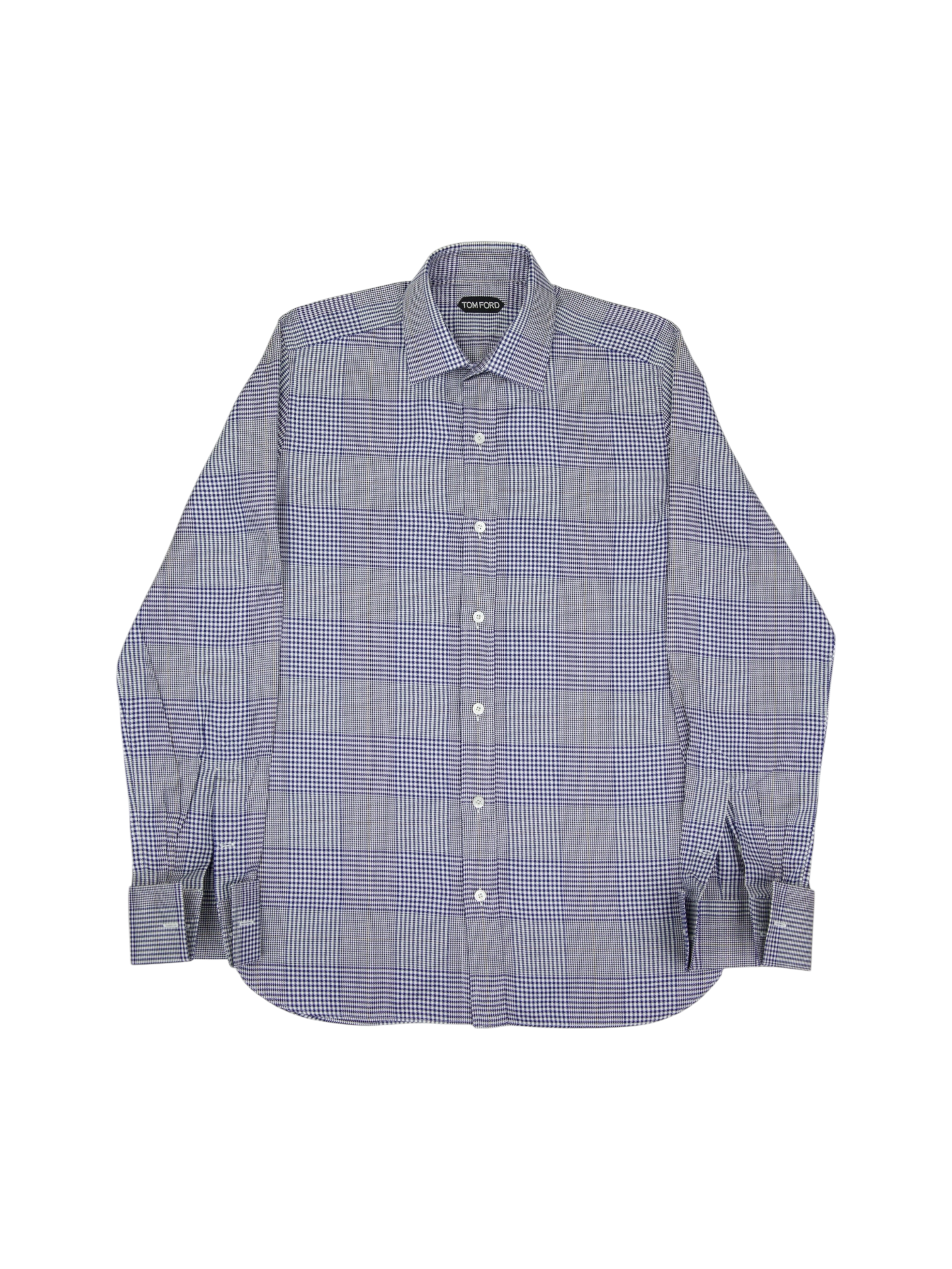 Tom Ford Blue Cotton Glencheck Shirt