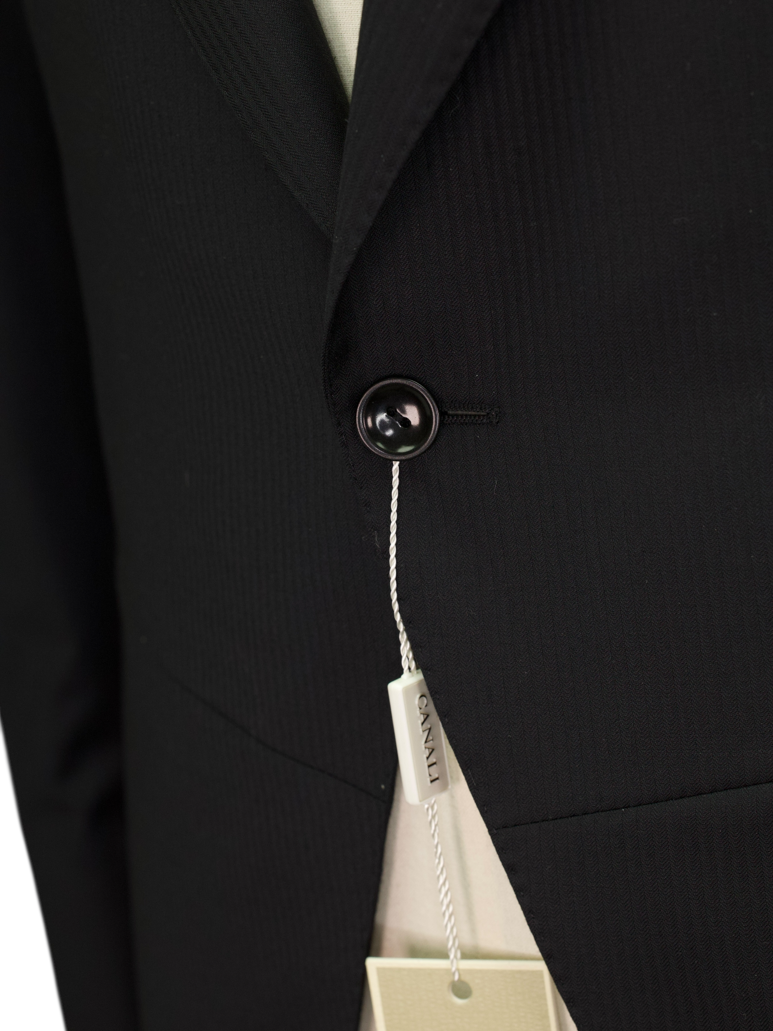 Canali Black & Grey Fine-Wool Traditional Micro-Herringbone Morning Suit