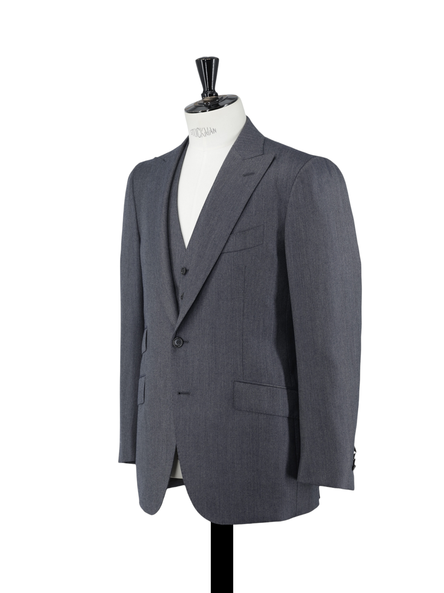 Cesare Attolini 3-Piece Grey Super 130's & Cashmere Peak-Lapel Suit