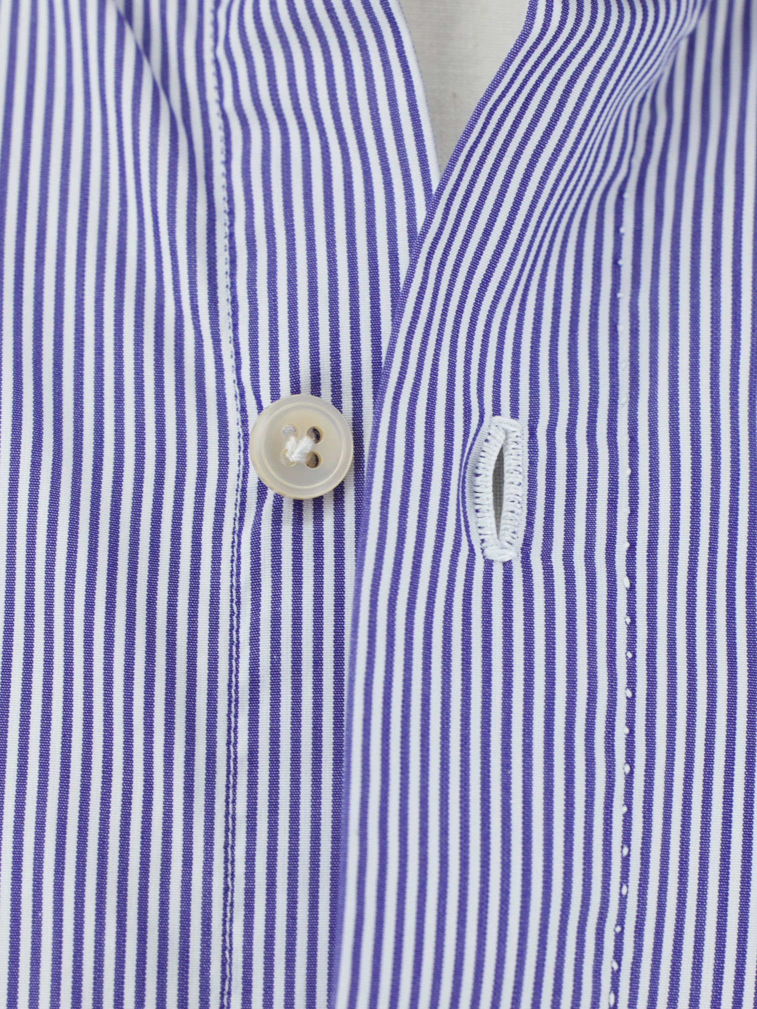 Finamore Blue & White Poplin-Cotton Pinstripe Shirt