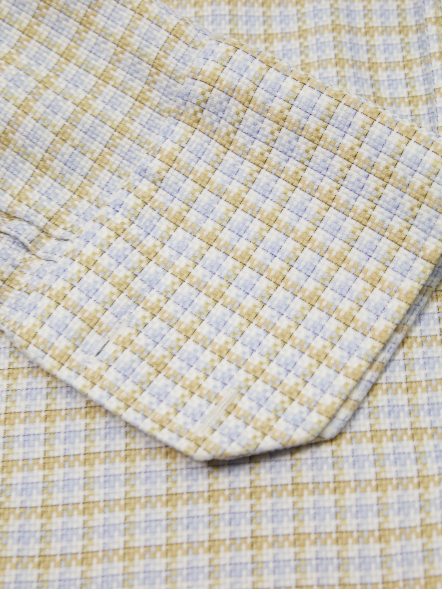 Luigi Borrelli Ice Blue Gingham-Check Micro-Pattern Shirt