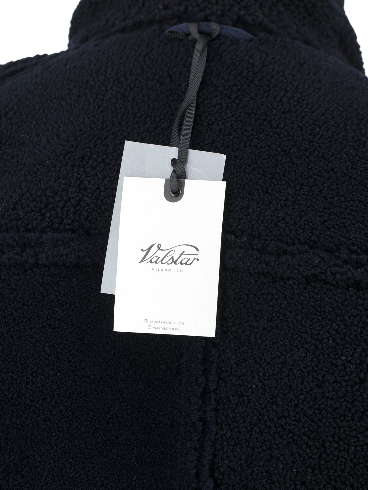 Valstar Navy Lambskin-Suede Shearling Deck Jacket