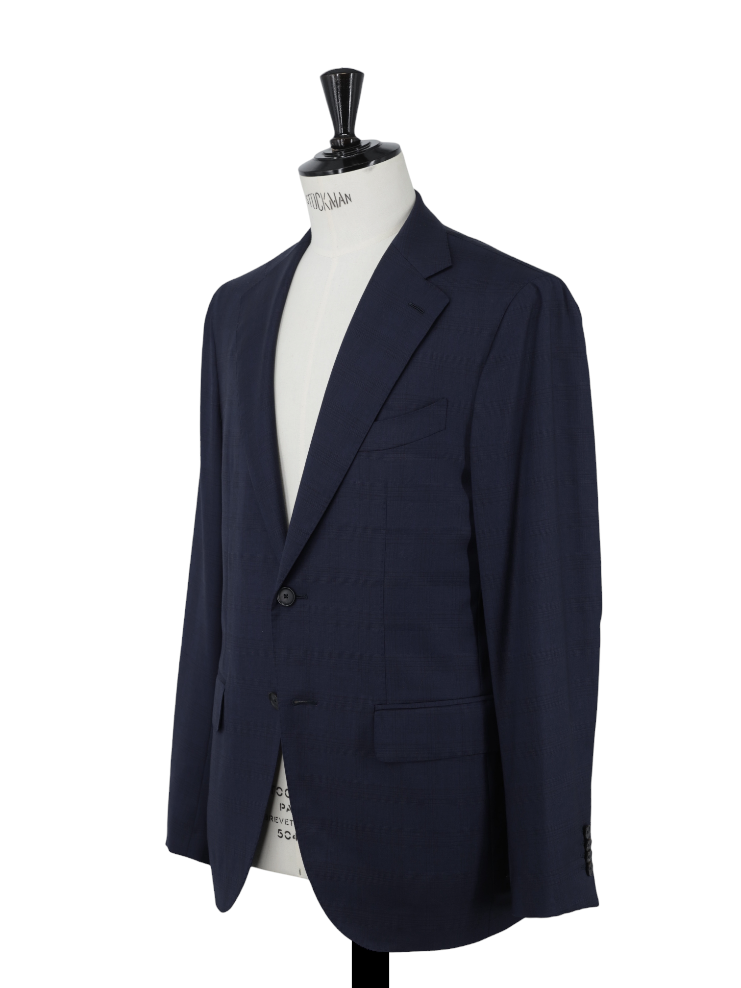 Caruso Dark Blue Fine-Wool Checkered Aida Suit