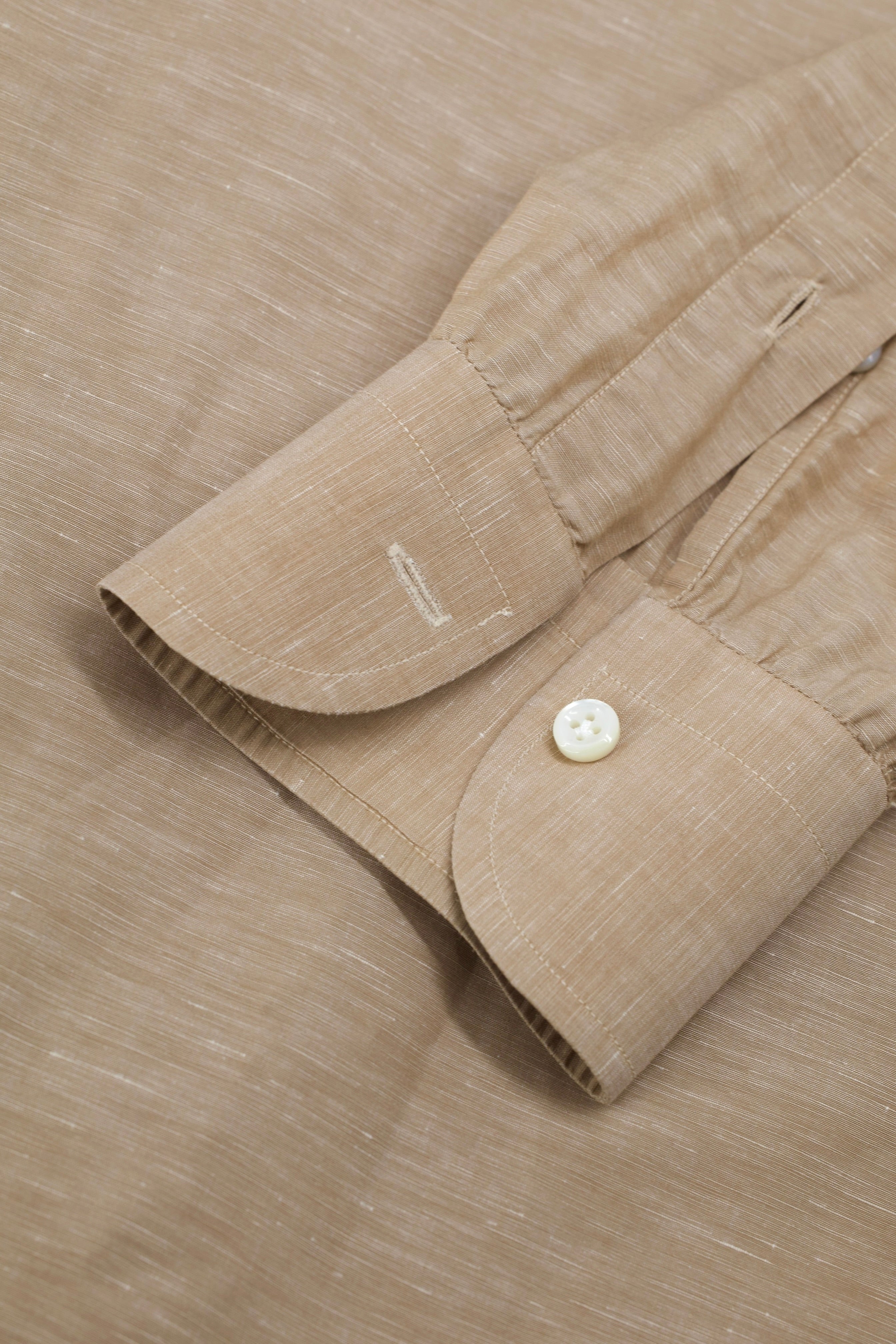 Cesare Attolini Light Brown Linen & Cotton Melange Shirt