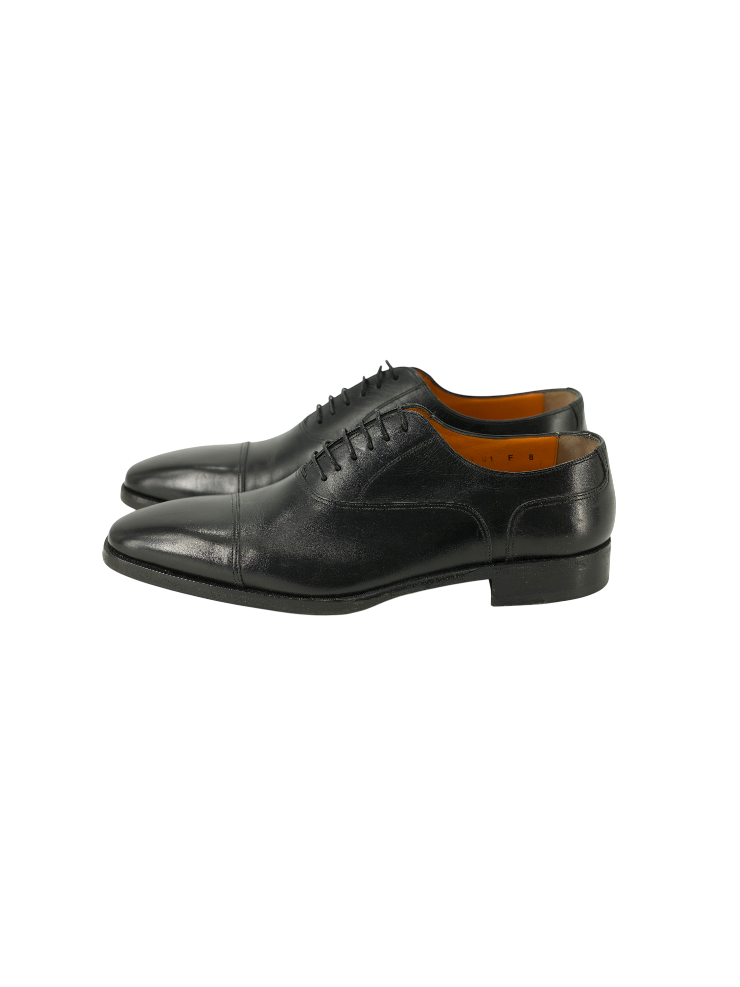 Santoni Black Calfleather Captoe Ofxord Lace-Ups