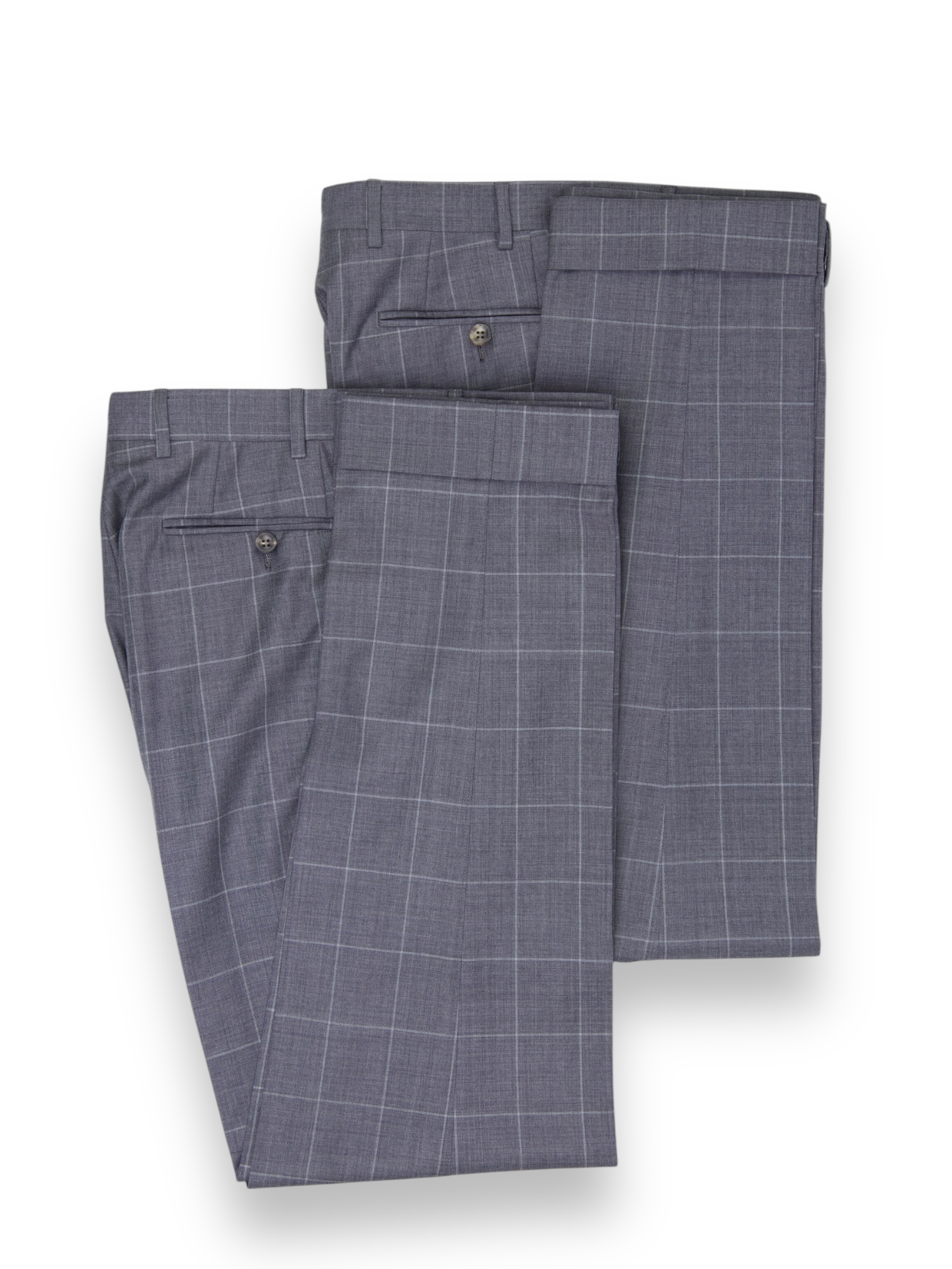 Canali Grey Wool Windowpane Suit + Extra Trousers