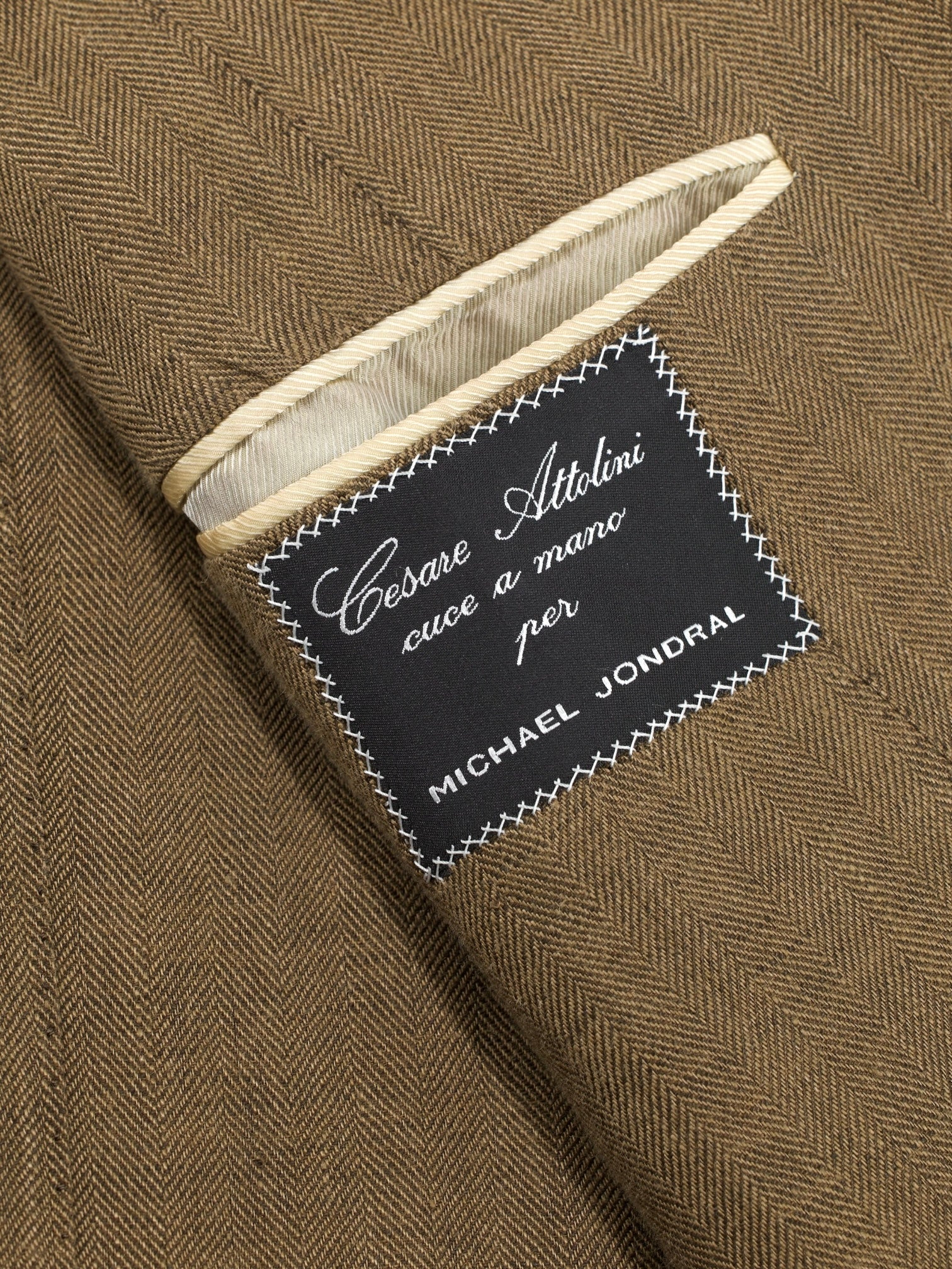 Cesare Attolini Tobacco Brown Pure-Linen Herringbone Summer Suit