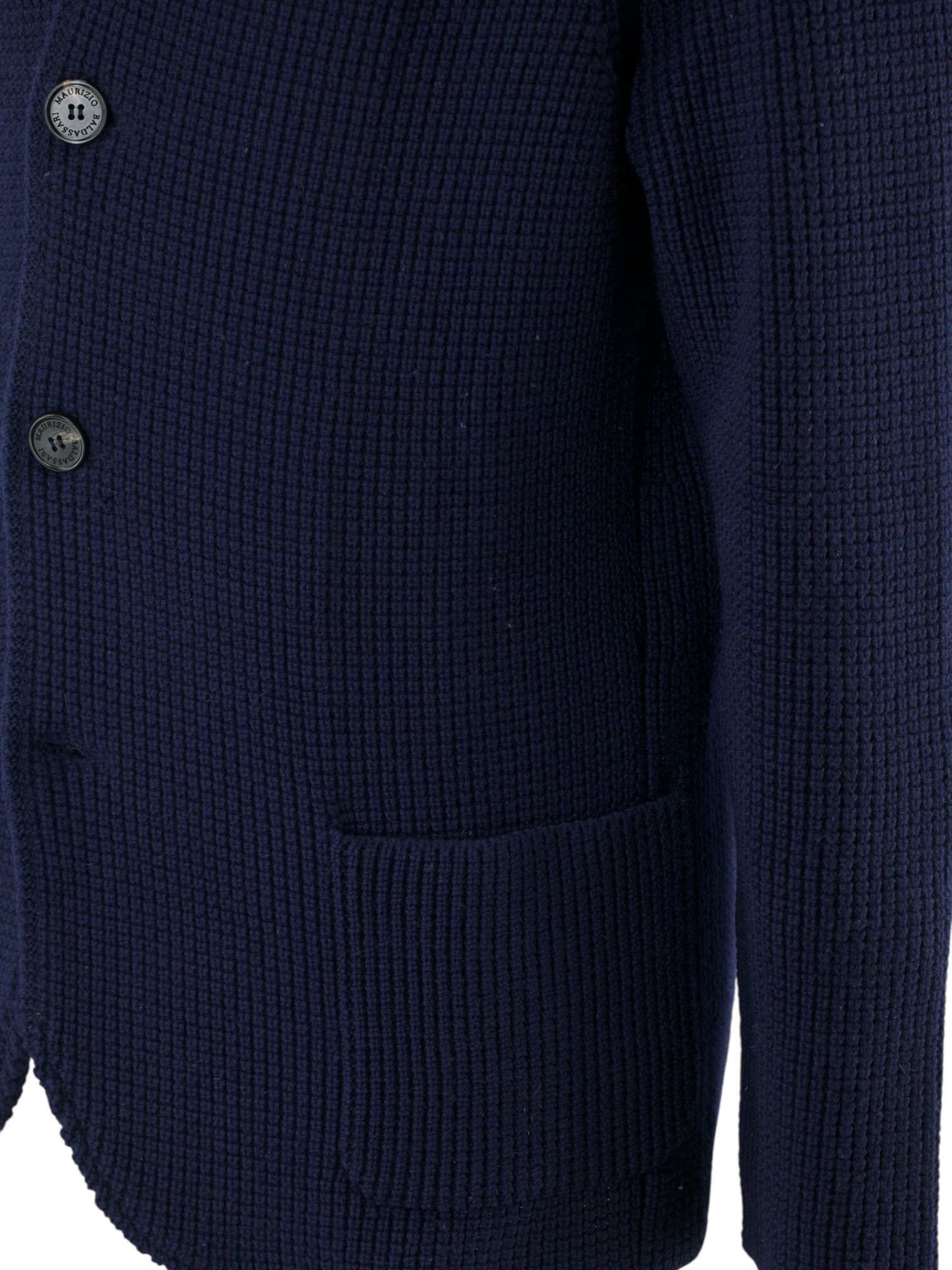Maurizio Baldassari Navy Heavyweight Tricot-Wool Sweater Jacket