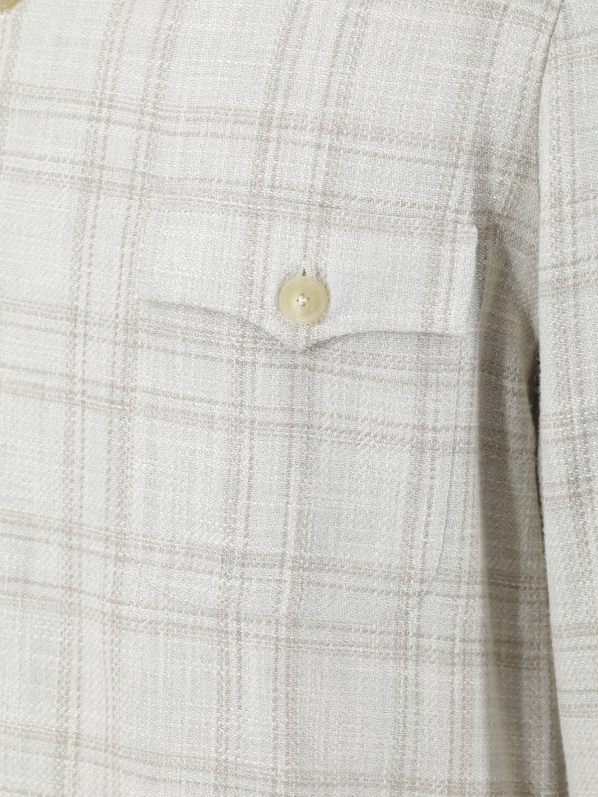 Cesare Attolini Beige Wool, Cotton, Silk & Linen Checkered Sartorial Overshirt