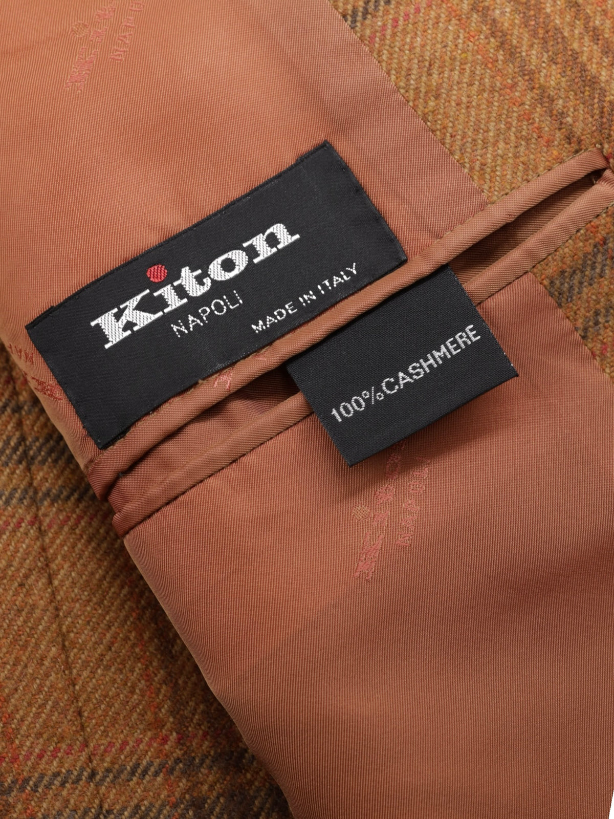 Kiton Orange & Brown Pure Cashmere Checkered Jacket