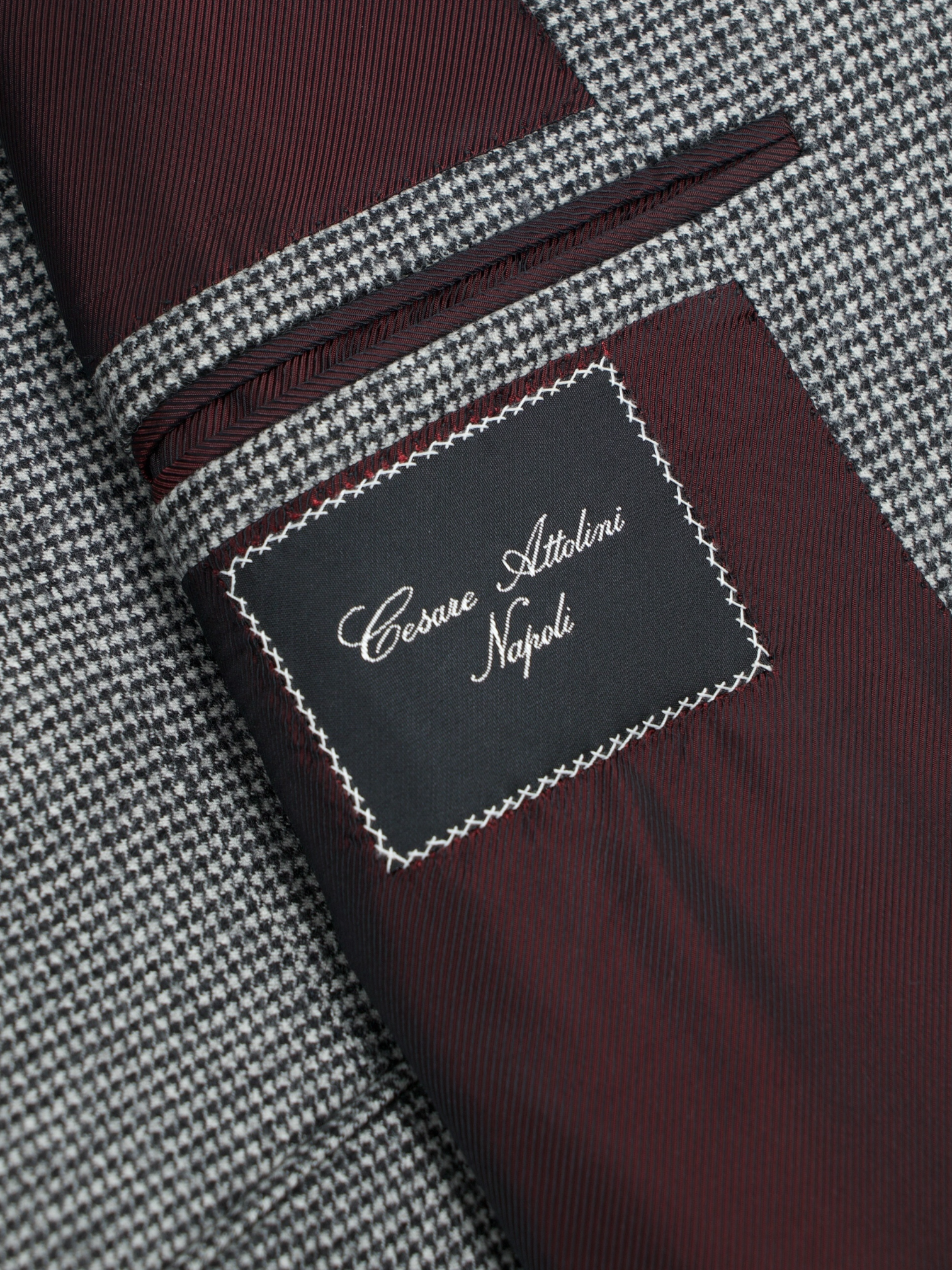 Cesare Attolini Black and White Wool & Cashmere Flannel Puppytooth Suit