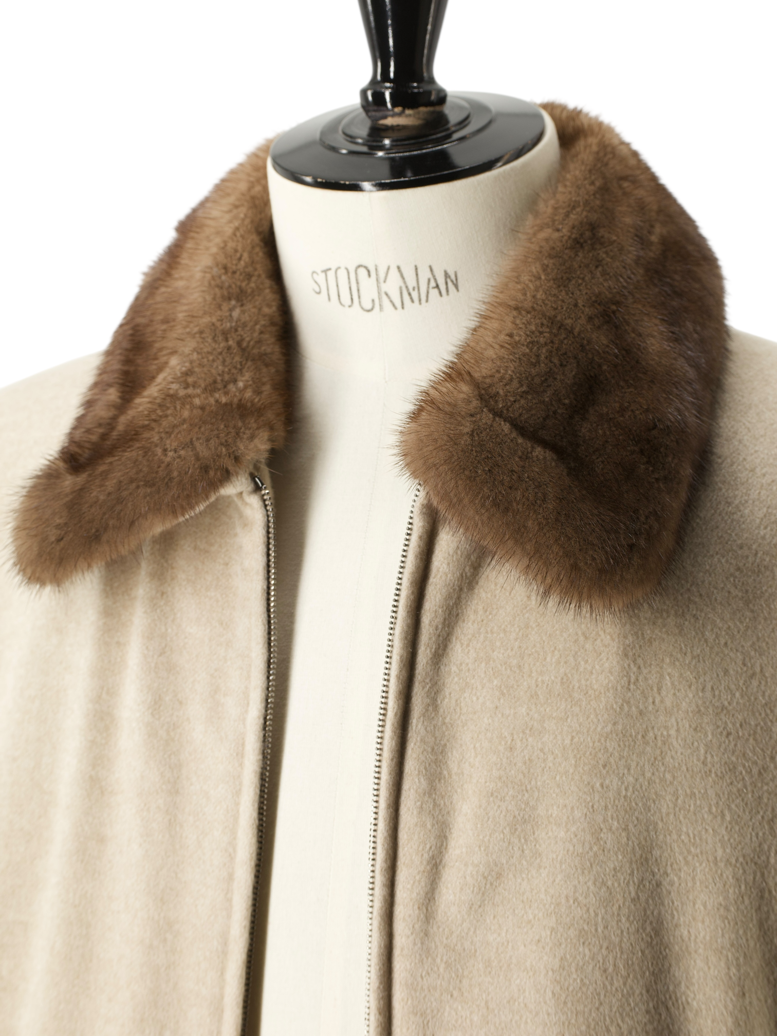 Cesare Attolini Beige Pure Cashmere & Mink Fur Lining Blouson Jacket