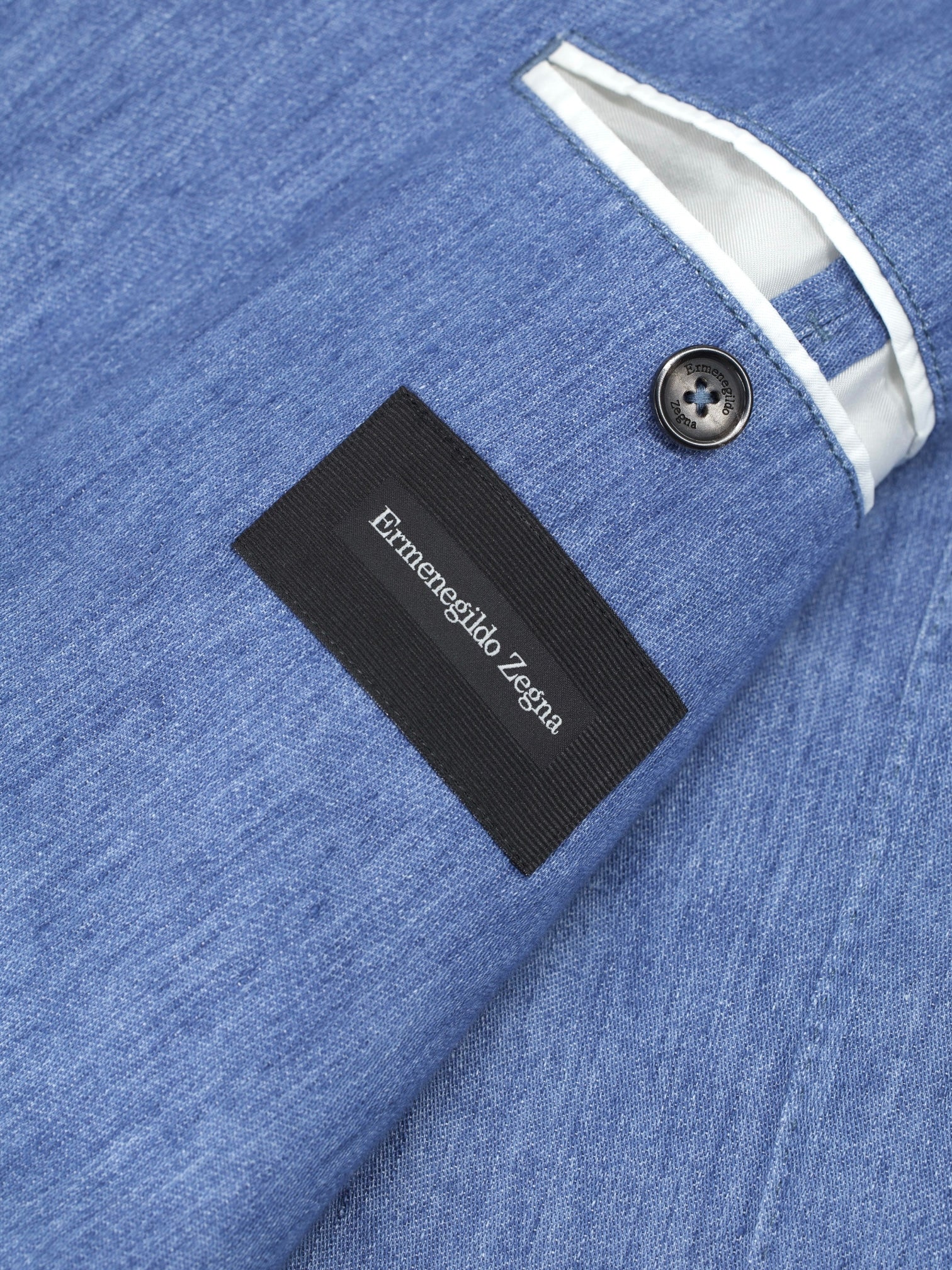 Ermenegildo Zegna Light Blue Chambray-Linen Denim-Effect Casual Jacket