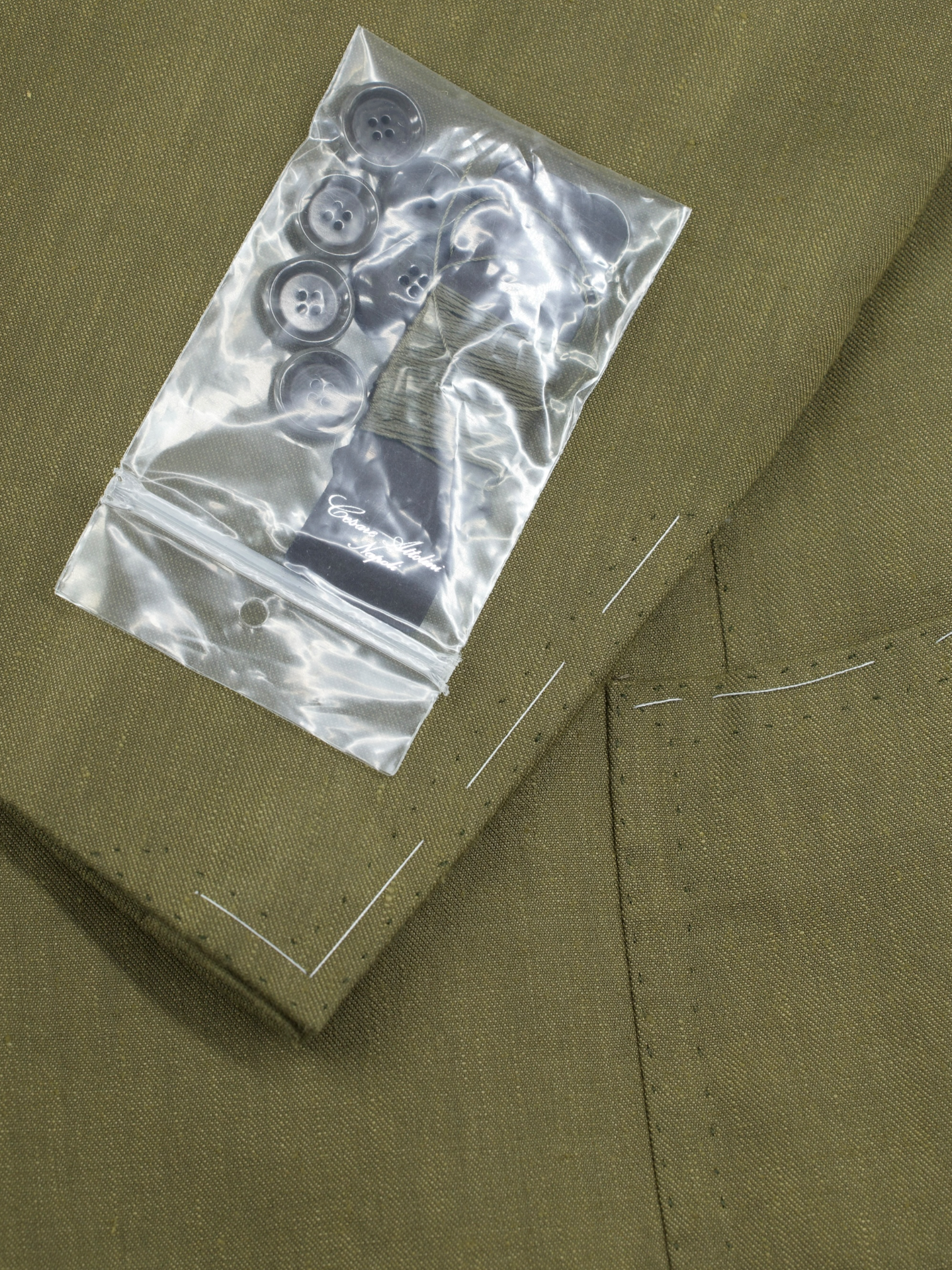 Cesare Attolini Khaki Green Linen & Wool Unlined Summer Jacket